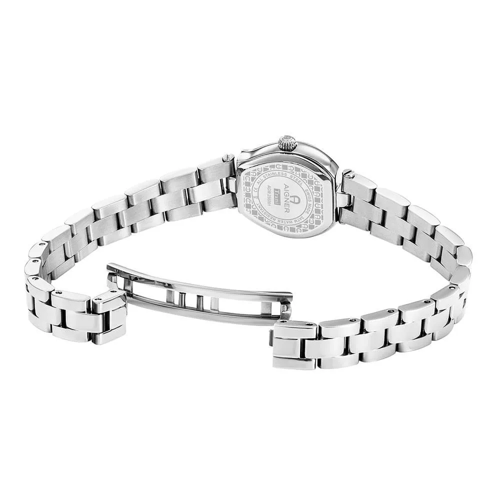 Aigner Trani Ladies White MOP Dial Two Tone Stainless Steel Silver Gold Plated Watch