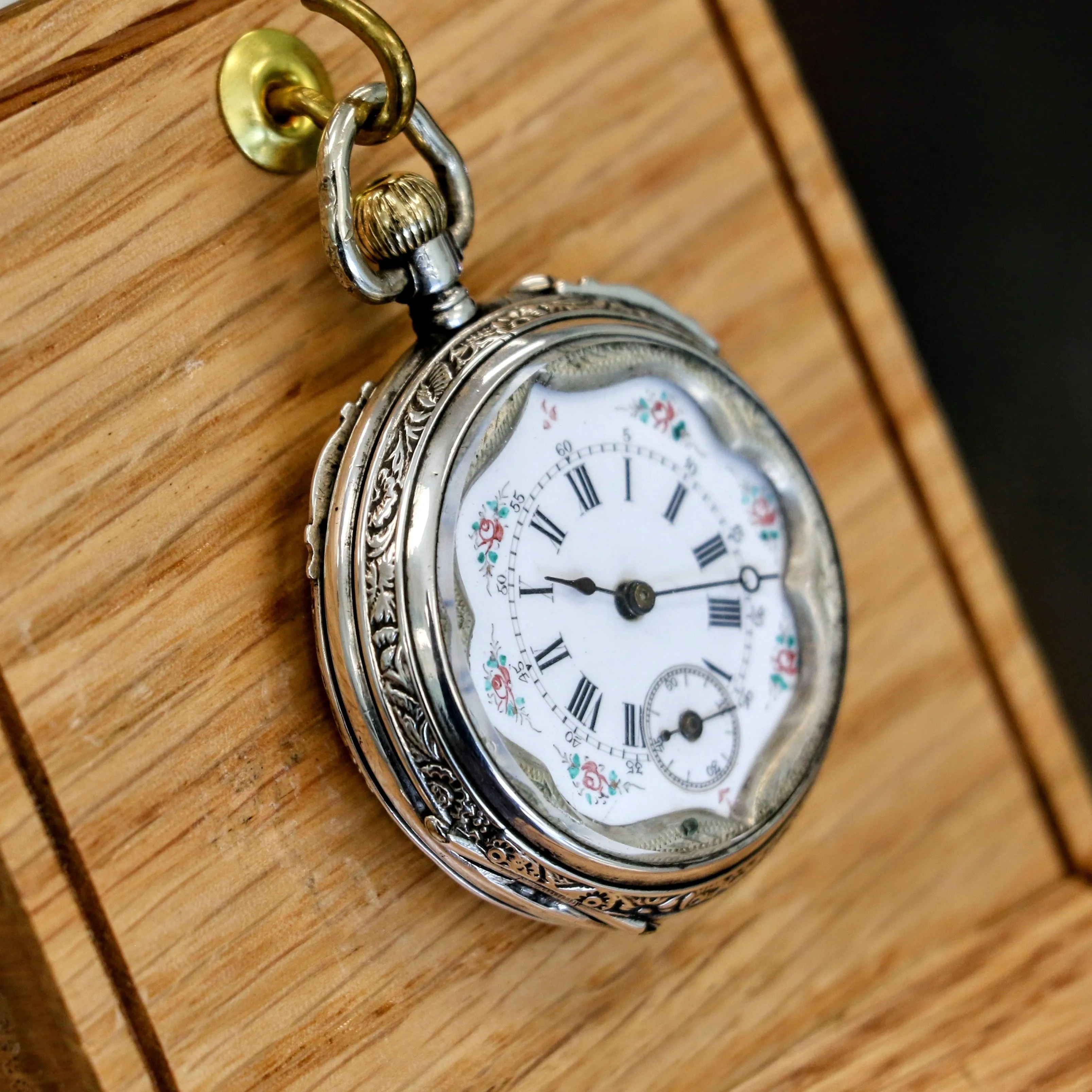 Antique Pocket Watch FAVORY GENEVE 10 Rubis - Art Deco & Silver Engraved Case