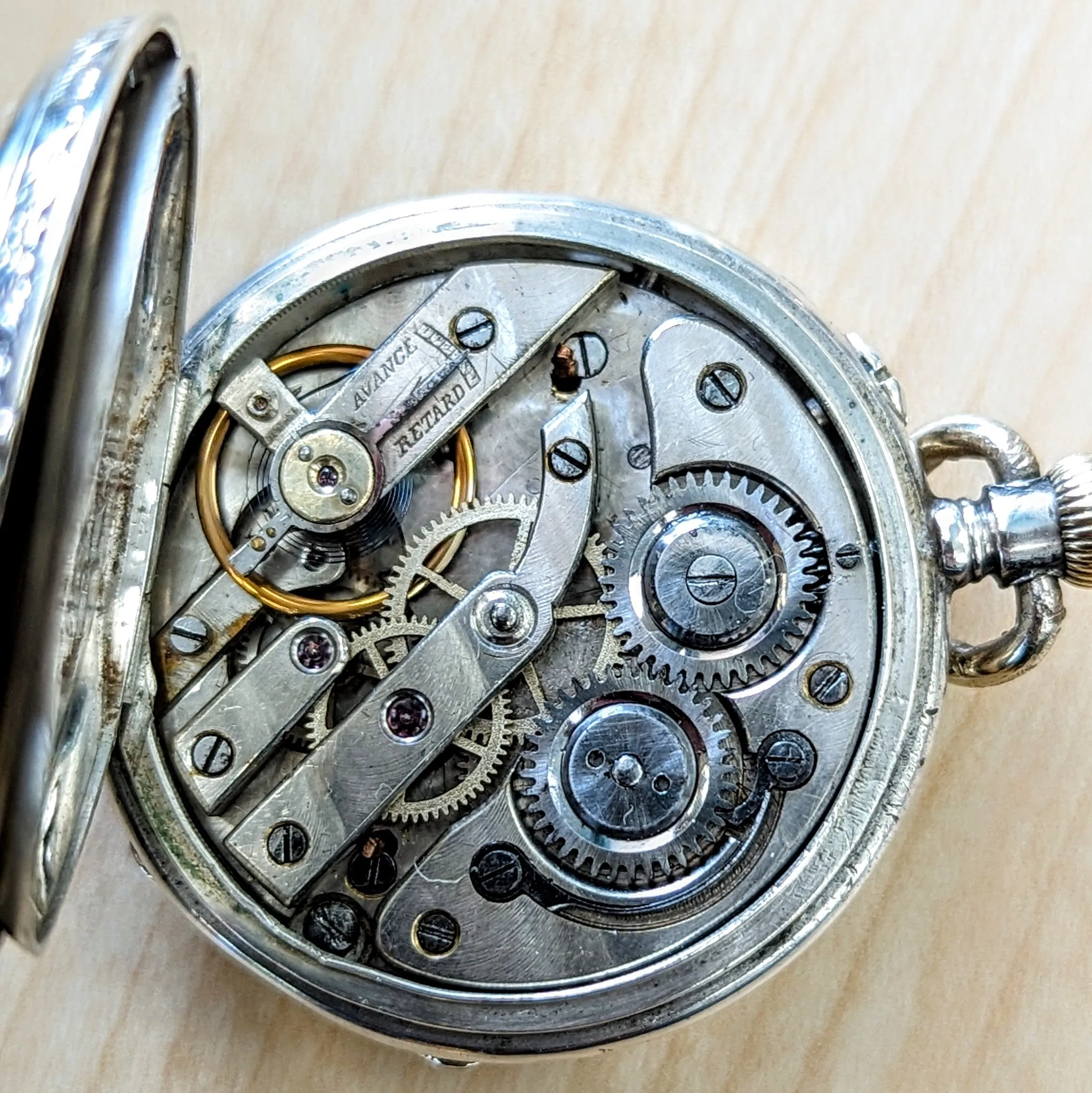 Antique Pocket Watch FAVORY GENEVE 10 Rubis - Art Deco & Silver Engraved Case