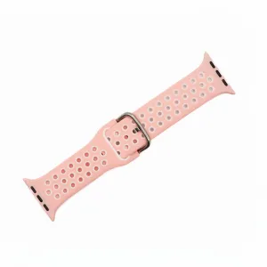 Apple Band - Silicone Sport Buckle - Pink & White
