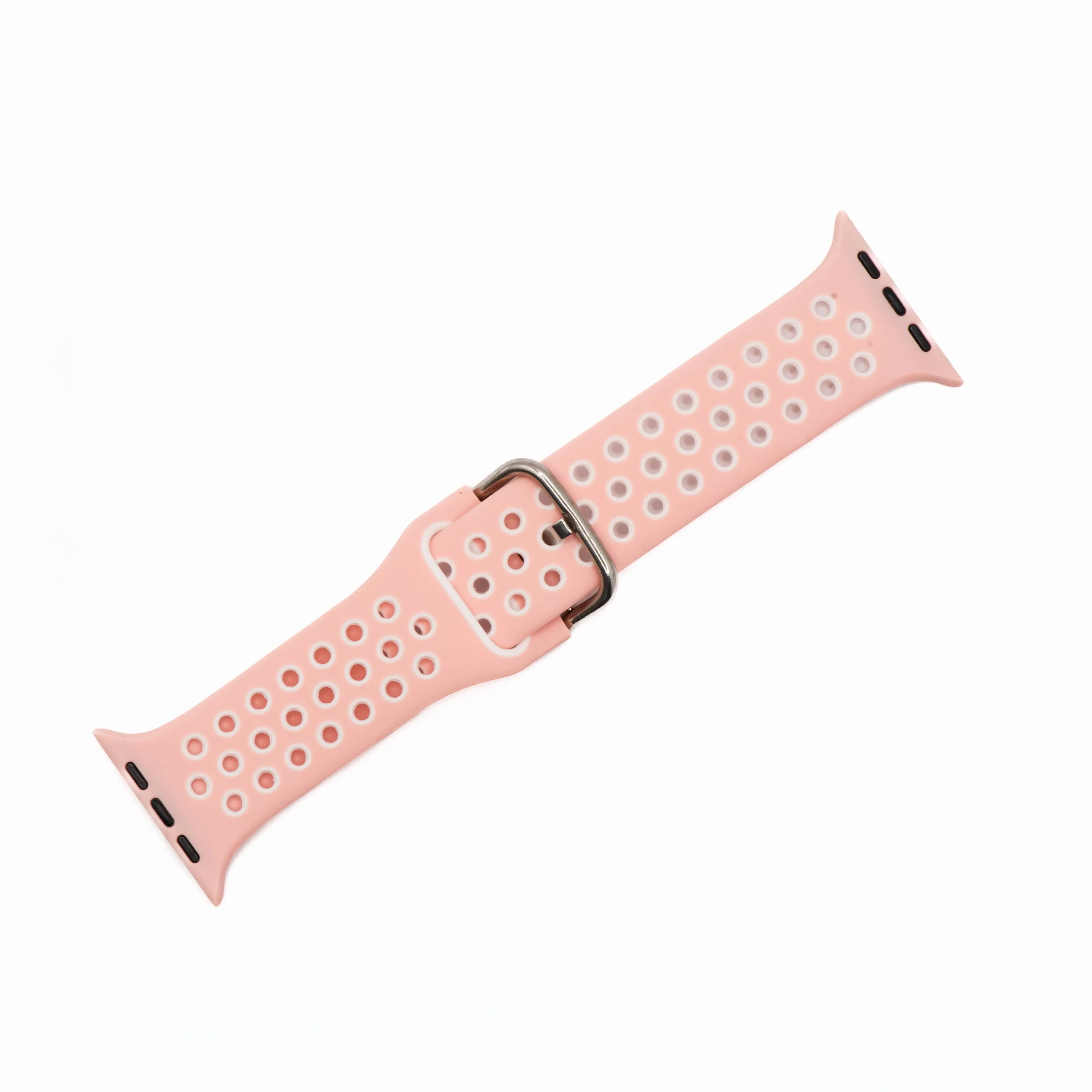 Apple Band - Silicone Sport Buckle - Pink & White