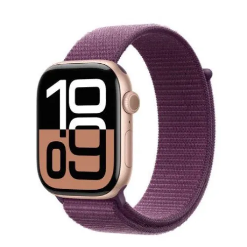 Apple Watch Series 10 GPS 46mm Rose Gold Aluminium Case with Plum Sport Loop