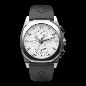 ARMAND NICOLET J09-3 MEN'S AUTOMATIC BLACK STRAP SILVER DIAL WATCH