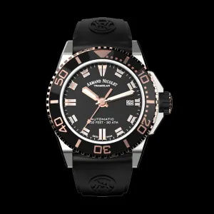 ARMAND NICOLET JS9-41 MEN'S AUTOMATIC BLACK STRAP BLACK DIAL WATCH