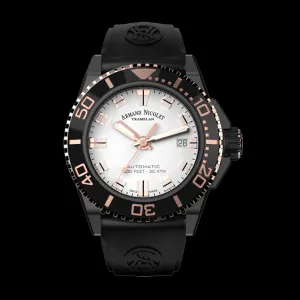 ARMAND NICOLET JS9-41 MEN'S AUTOMATIC BLACK STRAP SILVER DIAL WATCH