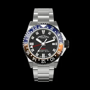 ARMAND NICOLET JS9-41 MEN'S AUTOMATIC STEEL BRACELET BLACK DIAL WATCH