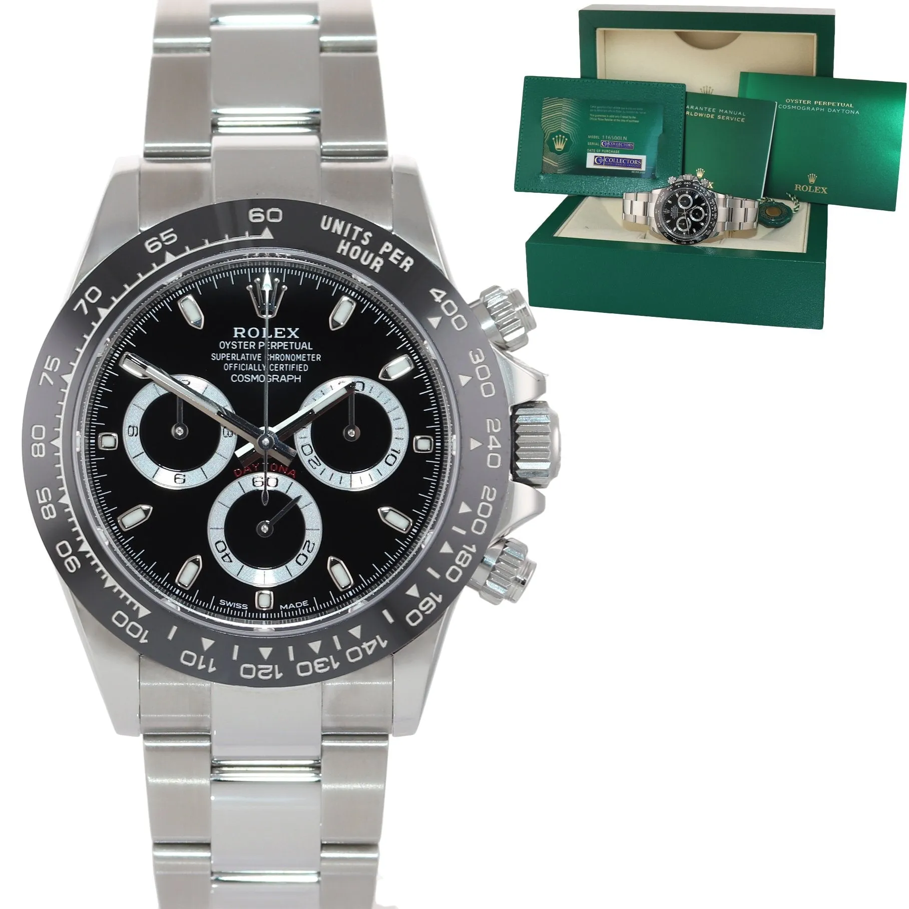 AUG 2022 NEW PAPERS Rolex Daytona 116500LN Black Ceramic 40mm Steel Watch Box