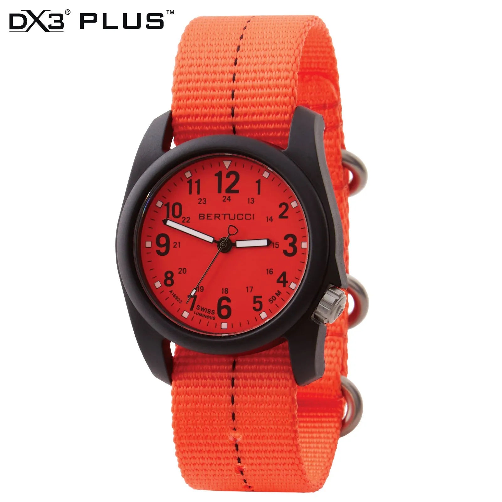 Bertucci DX3 Plus Orange Dial Orange Nylon Strap Men's Watch 11121
