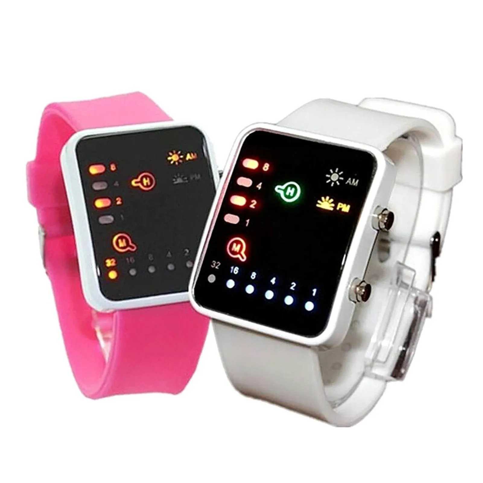 Binary Led Watches Men Watches Fashion Dot Led Digital Electronic Watches Fashion Sports Silicone Watches Couple Watches