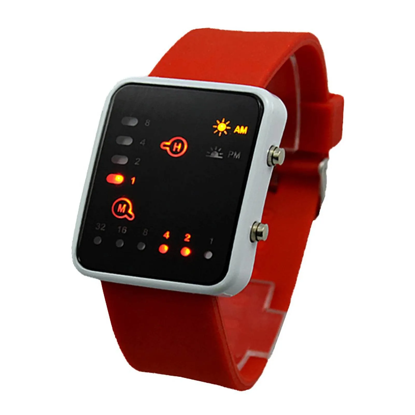 Binary Led Watches Men Watches Fashion Dot Led Digital Electronic Watches Fashion Sports Silicone Watches Couple Watches