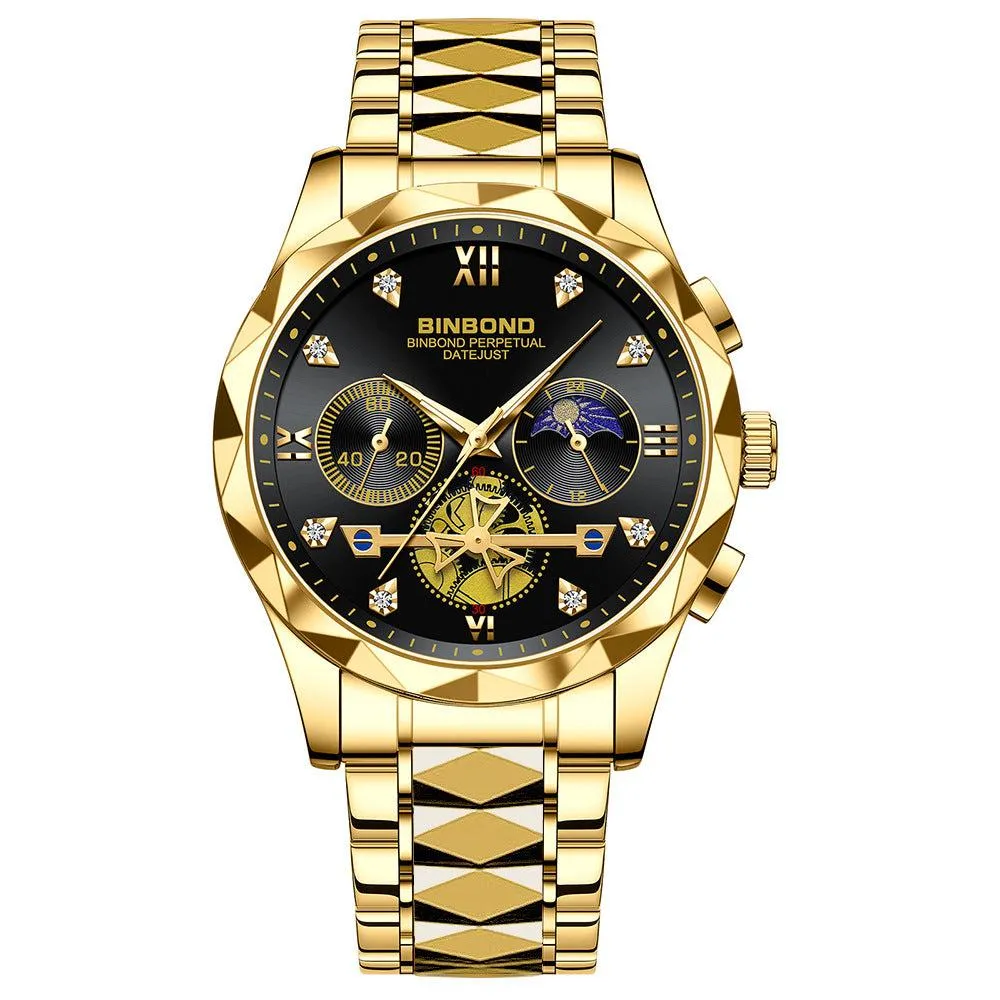 Binbond Steel Casual Multi-function Quartz Watch For Men B1236