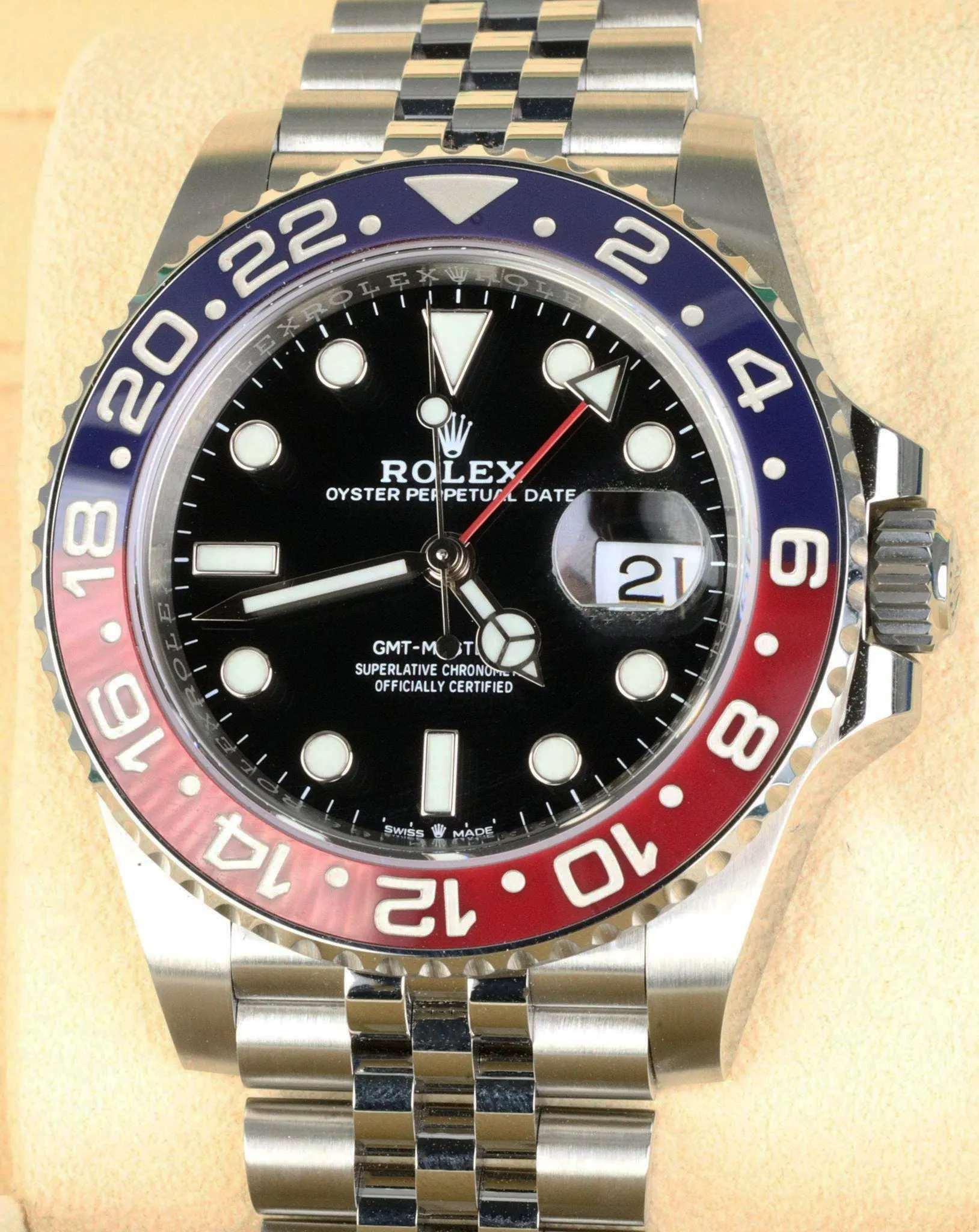 BRAND NEW 2021 Rolex GMT Master II PEPSI Jubilee Blue Red Ceramic Steel 126710