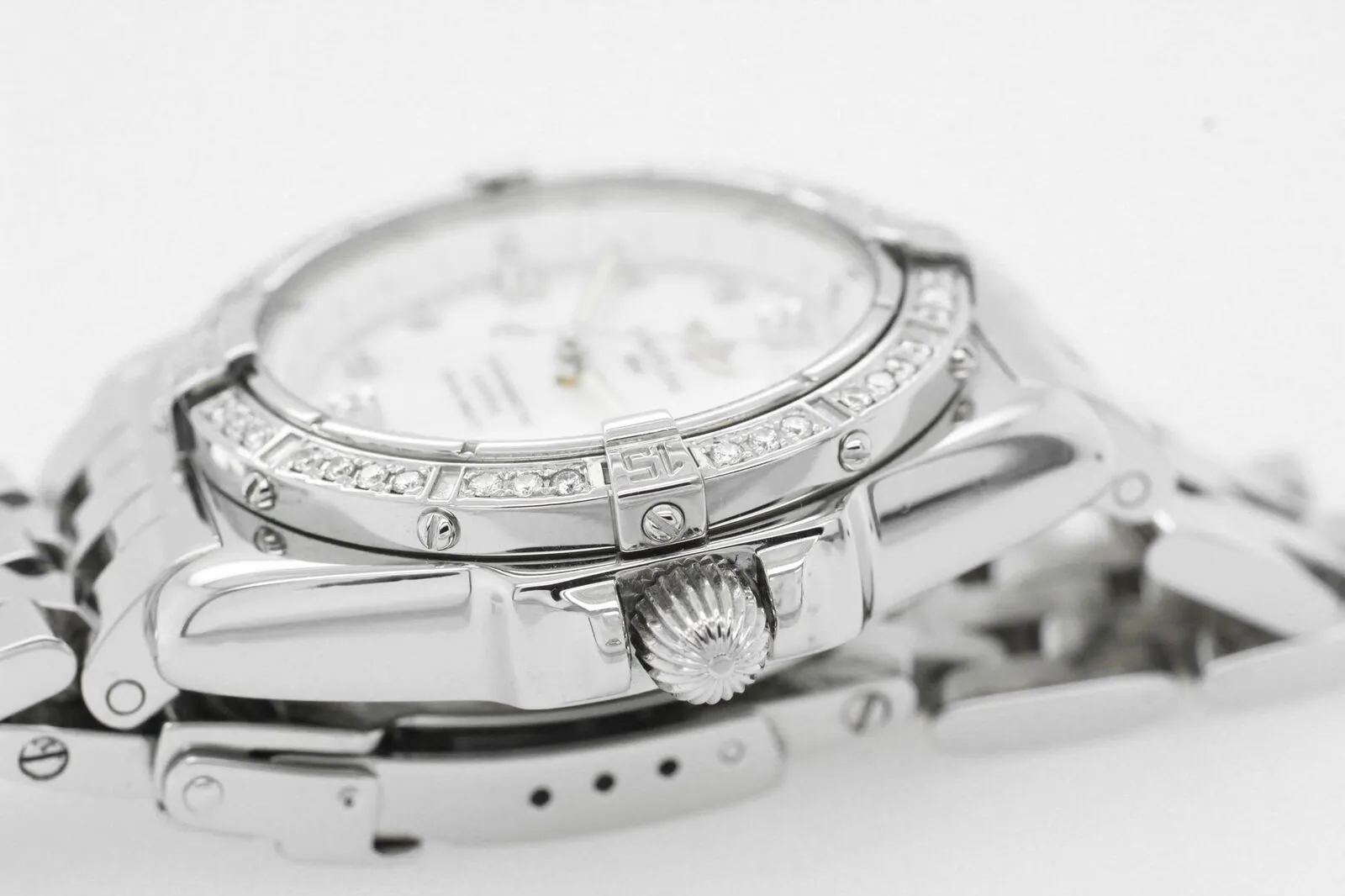 Breitling Callistino A77346 34mm Stainless Steel MOP Dial Diamond Bezel Watch