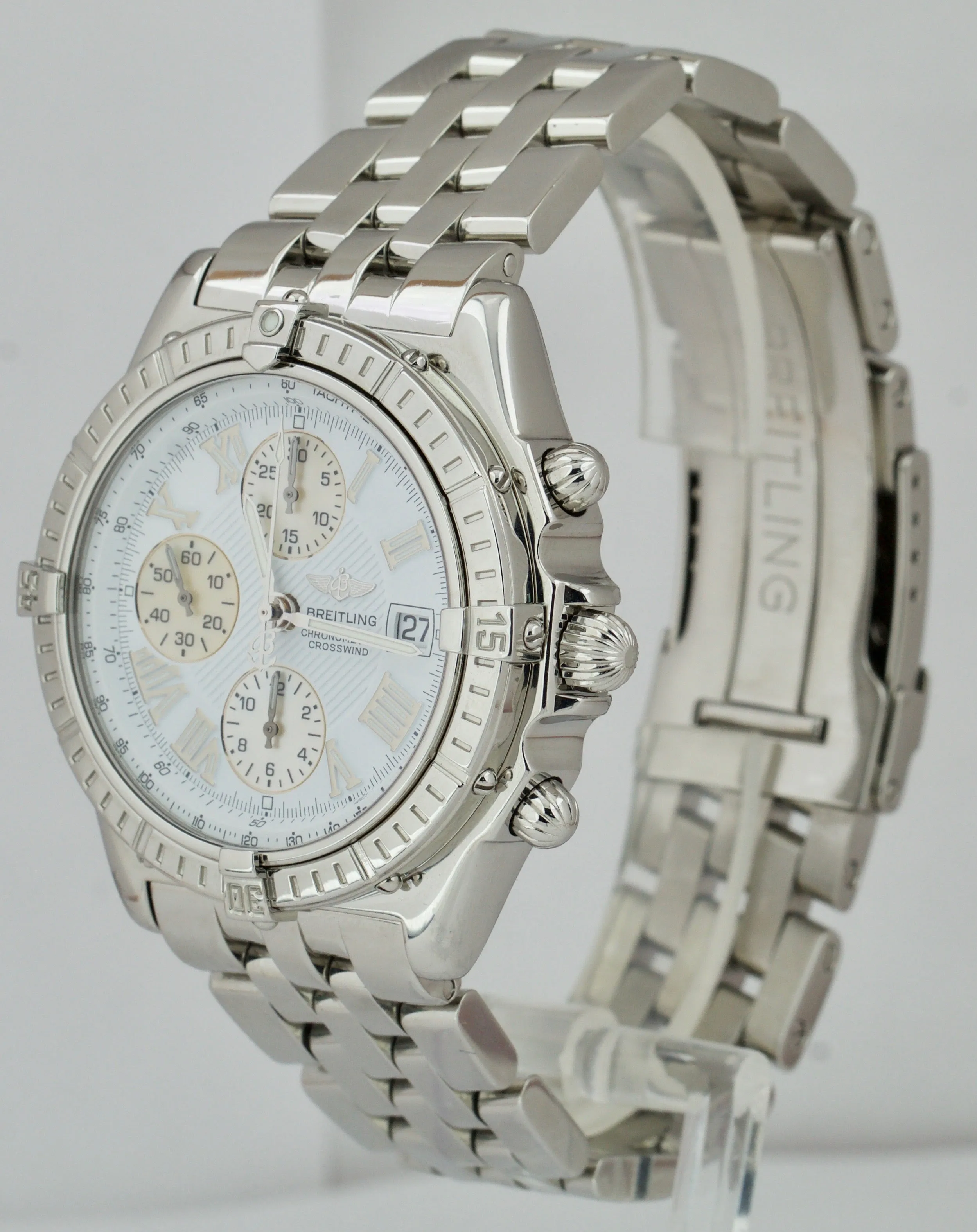 Breitling Crosswind Racing 43mm Chronograph A13355 White Stainless Steel Watch