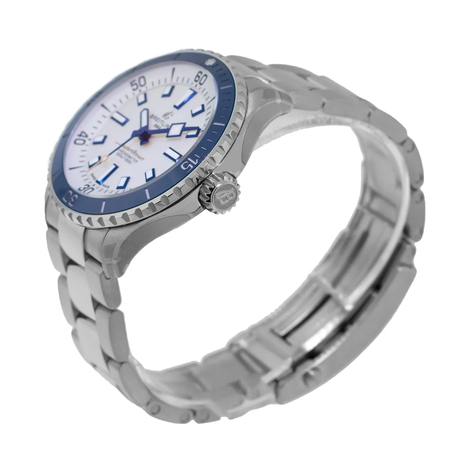 Breitling Superocean 42 mm Stainless Steel White Index Dial Blue Bezel A17375