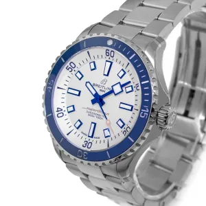 Breitling Superocean 42 mm Stainless Steel White Index Dial Blue Bezel A17375