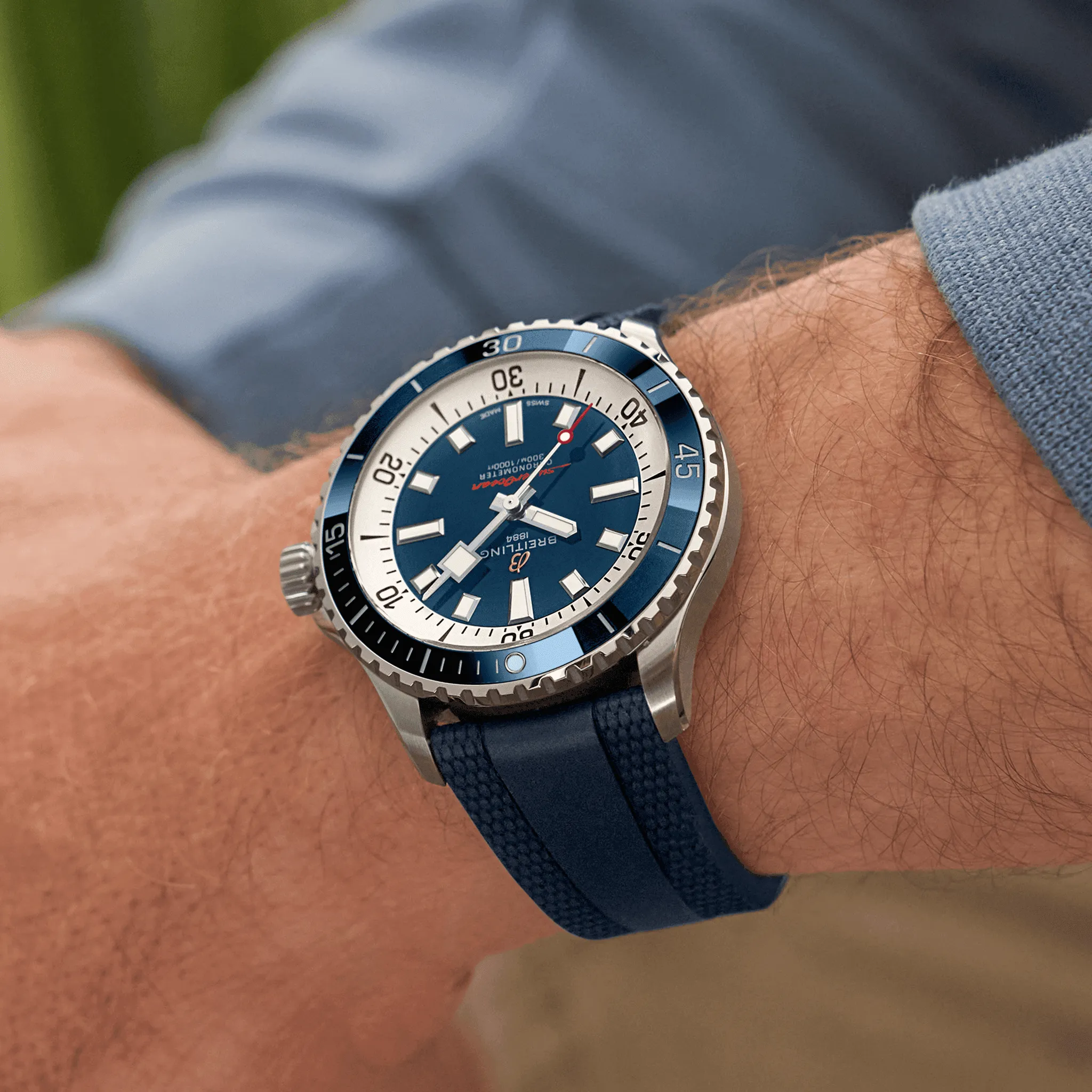Breitling Superocean Blue on Rubber Watch, 42mm