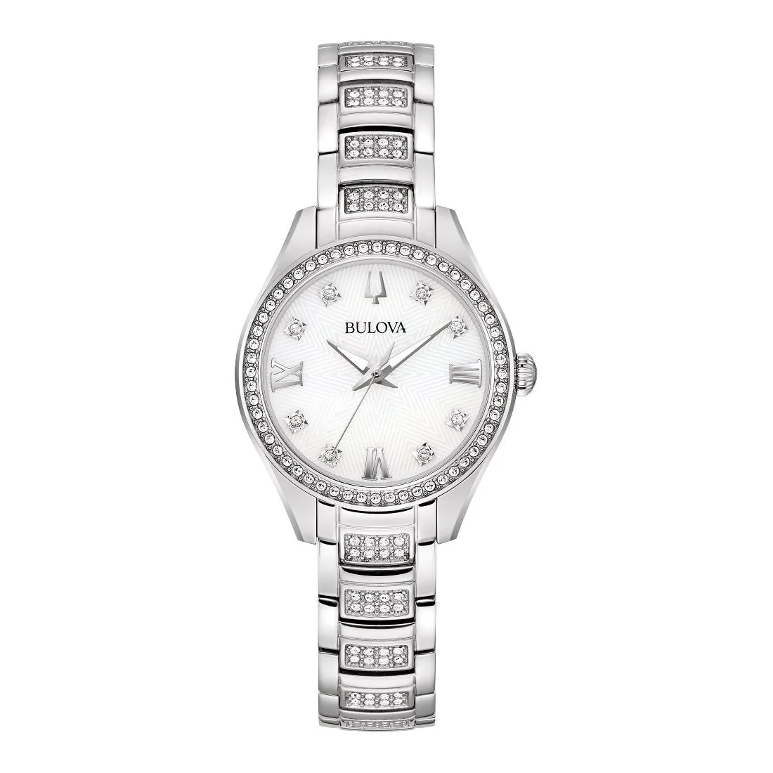 Bulova Crystal Ladies Stainless Steel Mother of Pearl Dial Watch