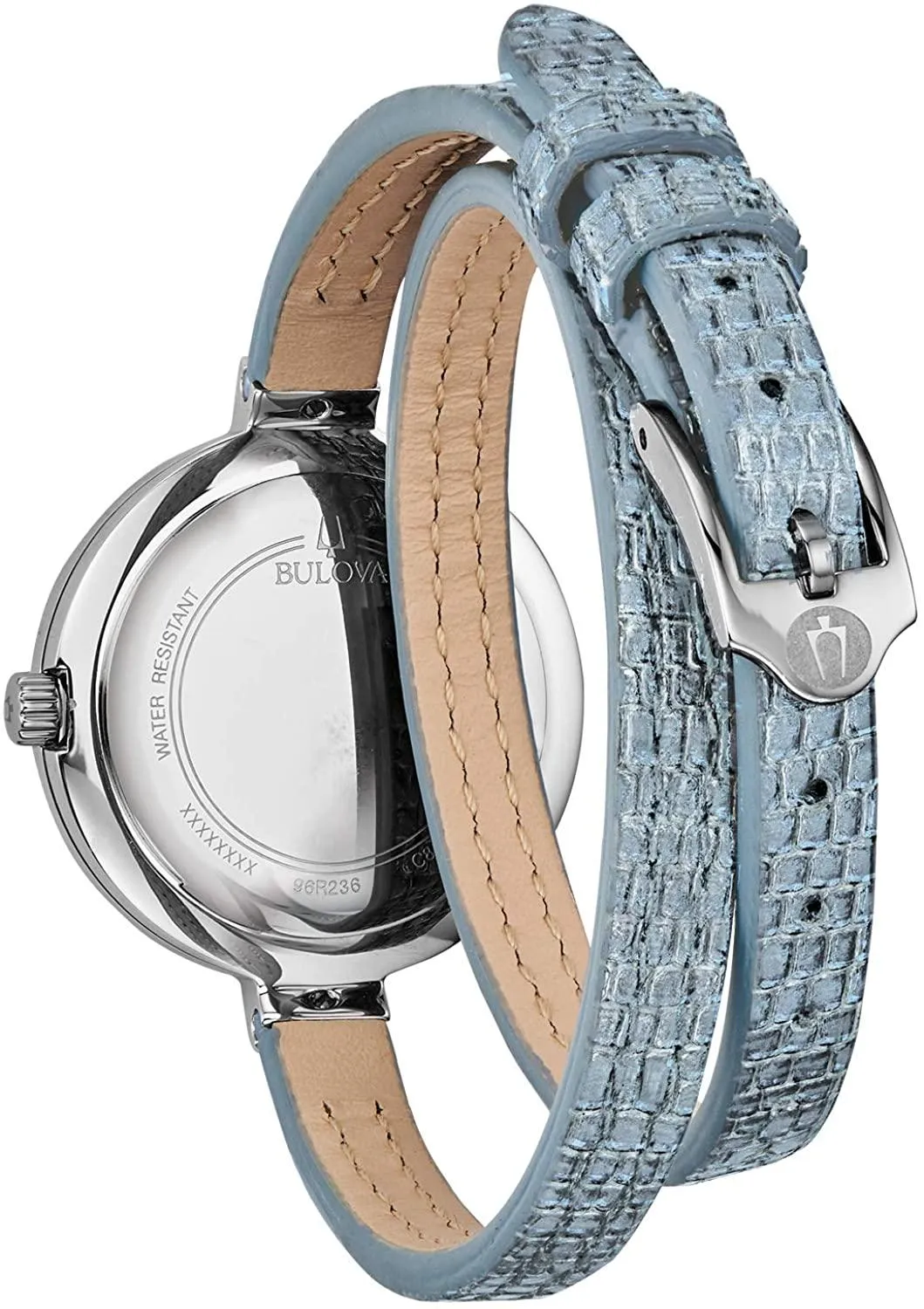 Bulova Rhapsody Grey Leather Double Wrap Strap Diamond Women's Watch 96R236