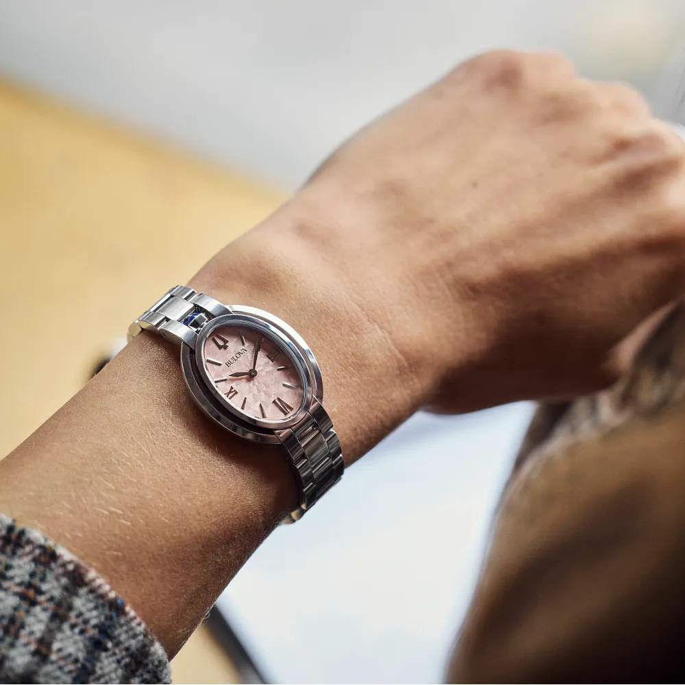 Bulova Rubaiyat Ladies Stainless Steel Pink Dial Watch