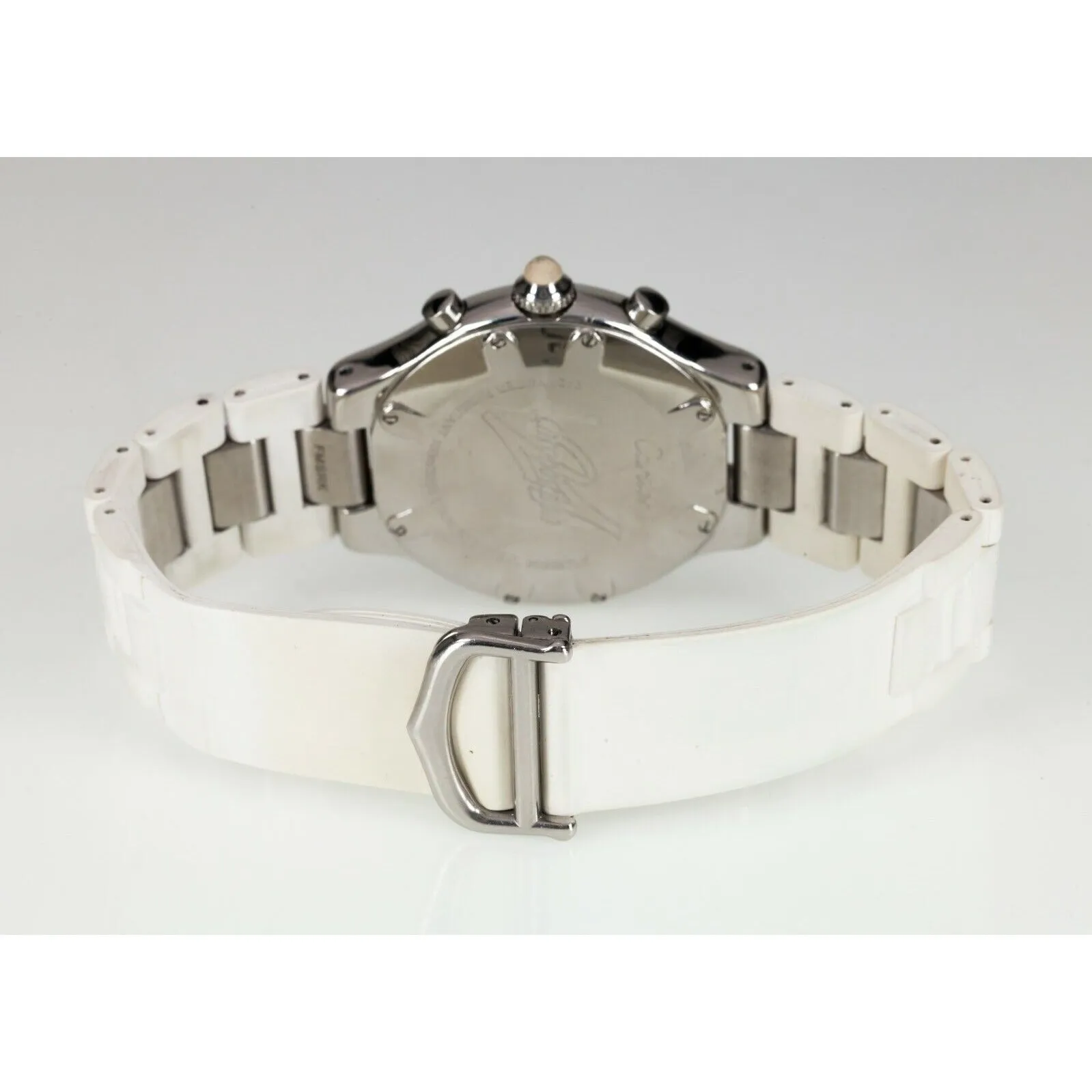 Cartier 2424 Quartz Chronoscaph Watch with Steel and White Rubber Band