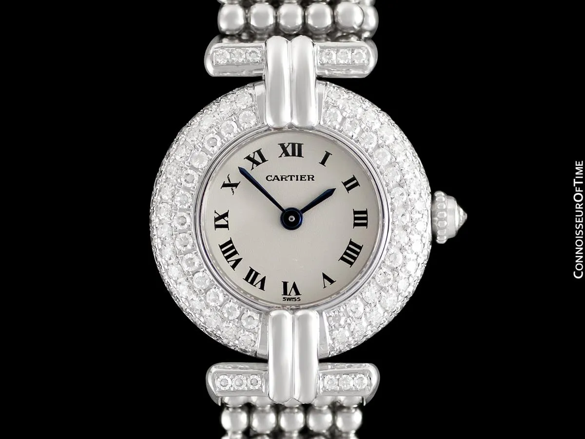 Cartier Colisee (Rivoli) Ladies Bracelet Watch - 18K White Gold & Cartier Factory Set Diamonds