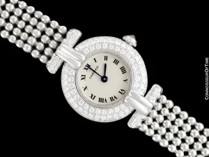 Cartier Colisee (Rivoli) Ladies Bracelet Watch - 18K White Gold & Cartier Factory Set Diamonds
