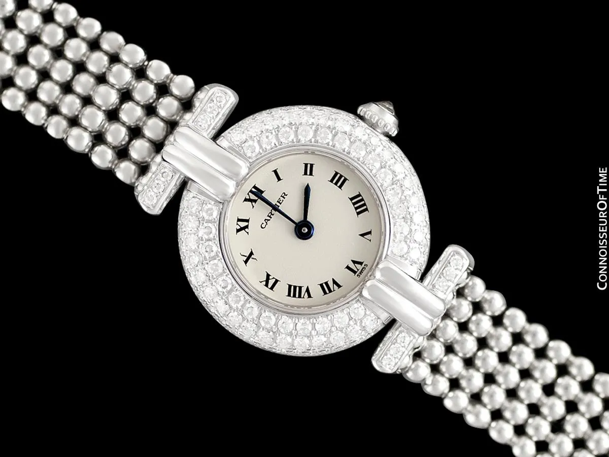 Cartier Colisee (Rivoli) Ladies Bracelet Watch - 18K White Gold & Cartier Factory Set Diamonds