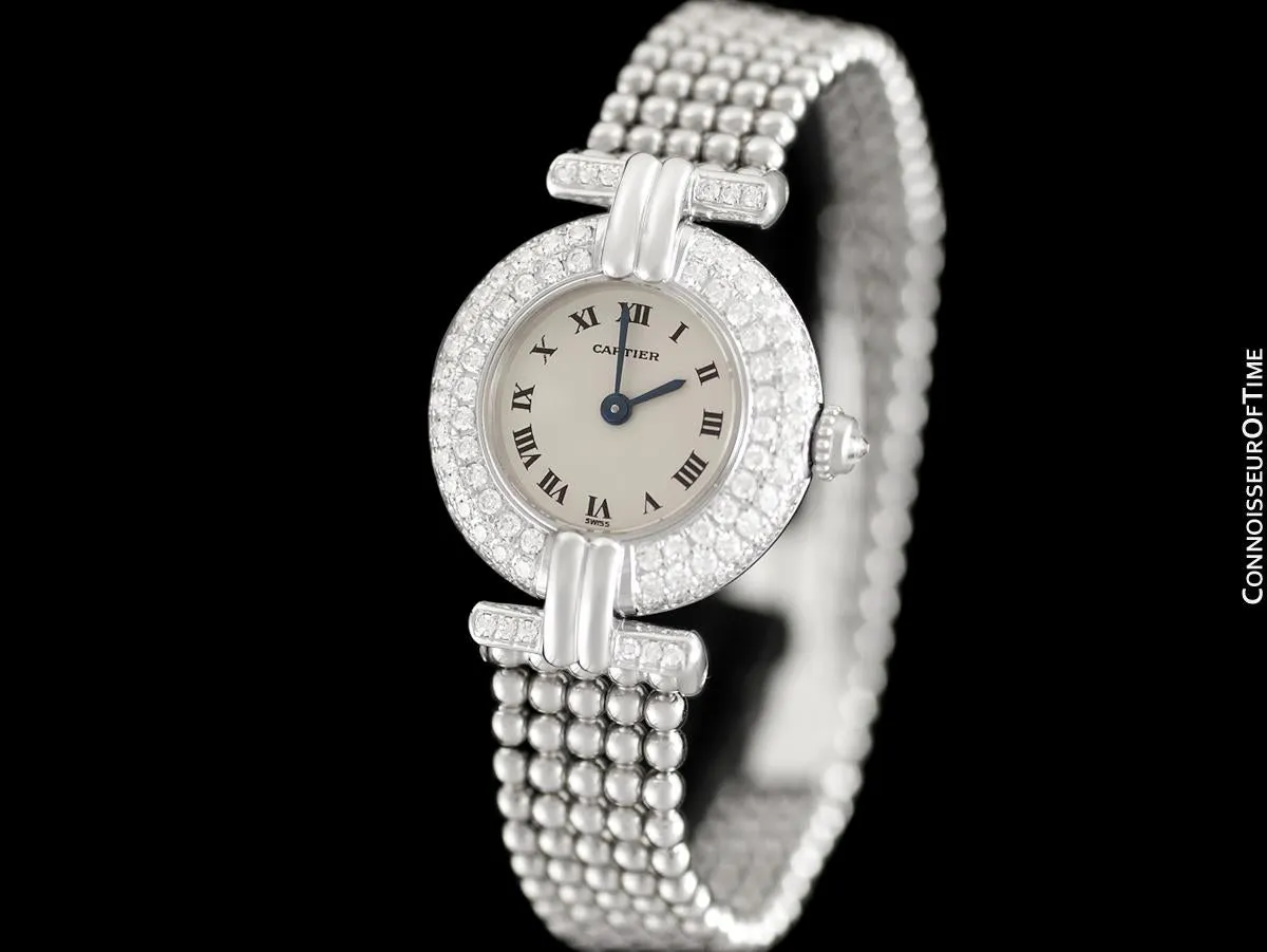 Cartier Colisee (Rivoli) Ladies Bracelet Watch - 18K White Gold & Cartier Factory Set Diamonds