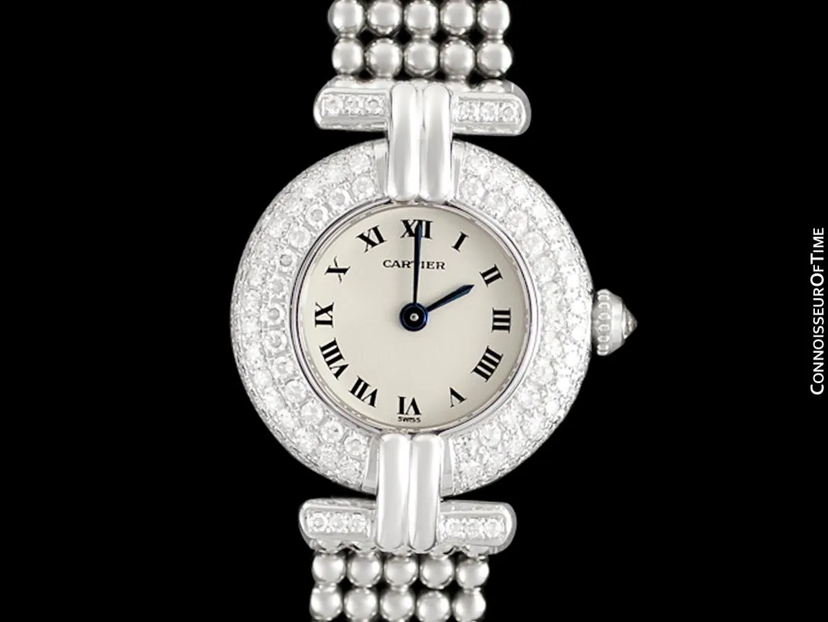 Cartier Colisee (Rivoli) Ladies Bracelet Watch - 18K White Gold & Cartier Factory Set Diamonds
