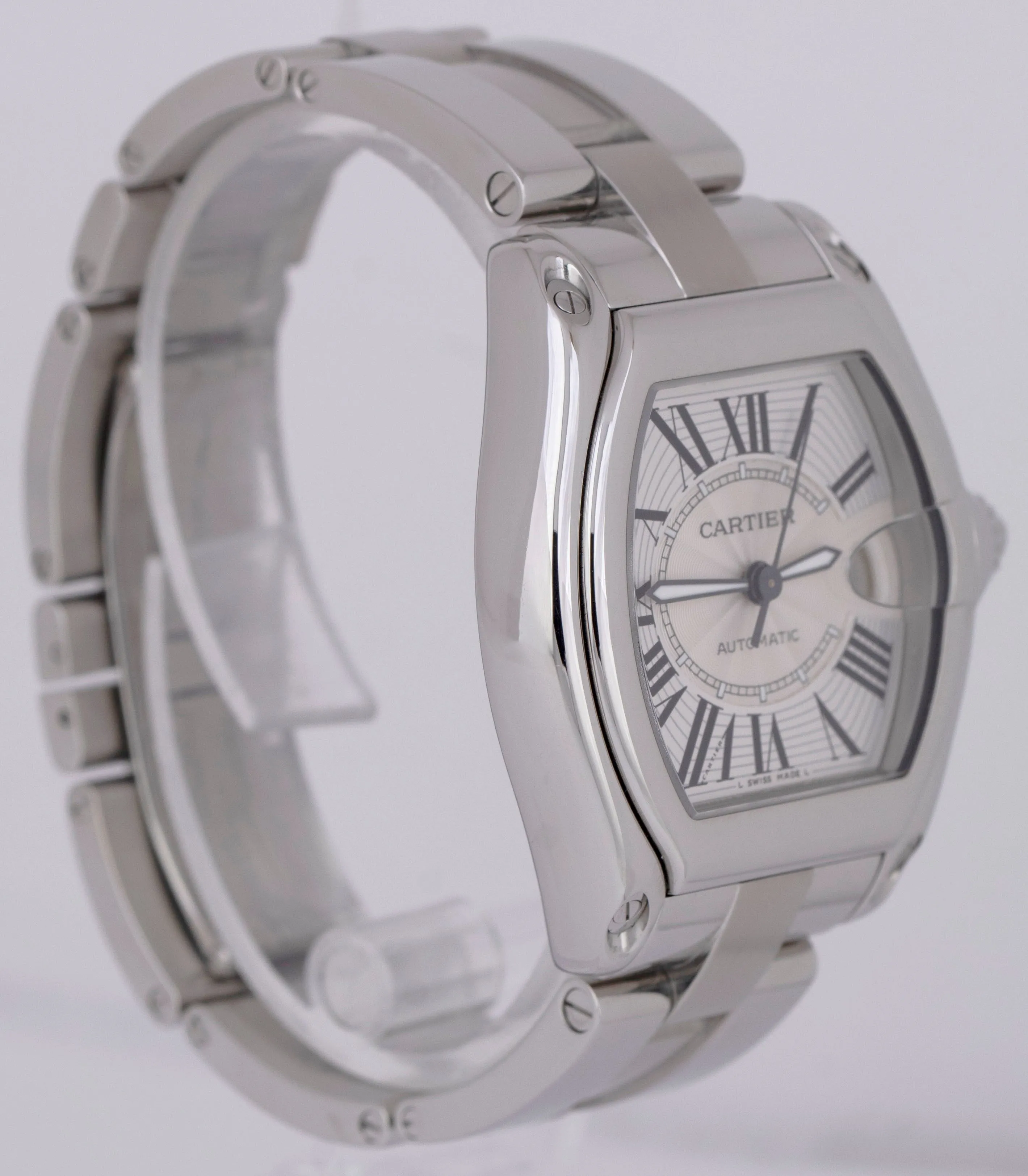 Cartier Roadster Large Silver Guilloché 37mm x 44m Automatic Steel Watch 2510