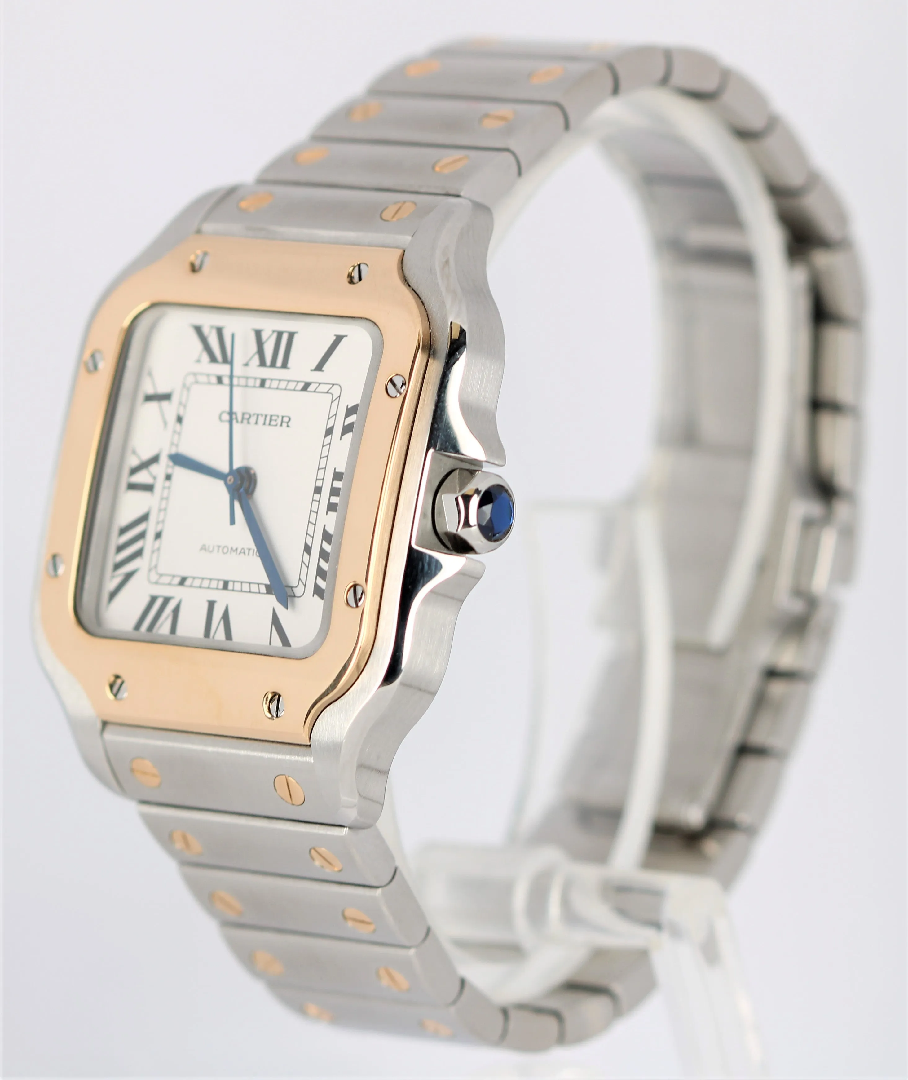 Cartier Santos Two Tone 18k Yellow Gold Steel White 35x41mm W2SA0016 4075 Watch