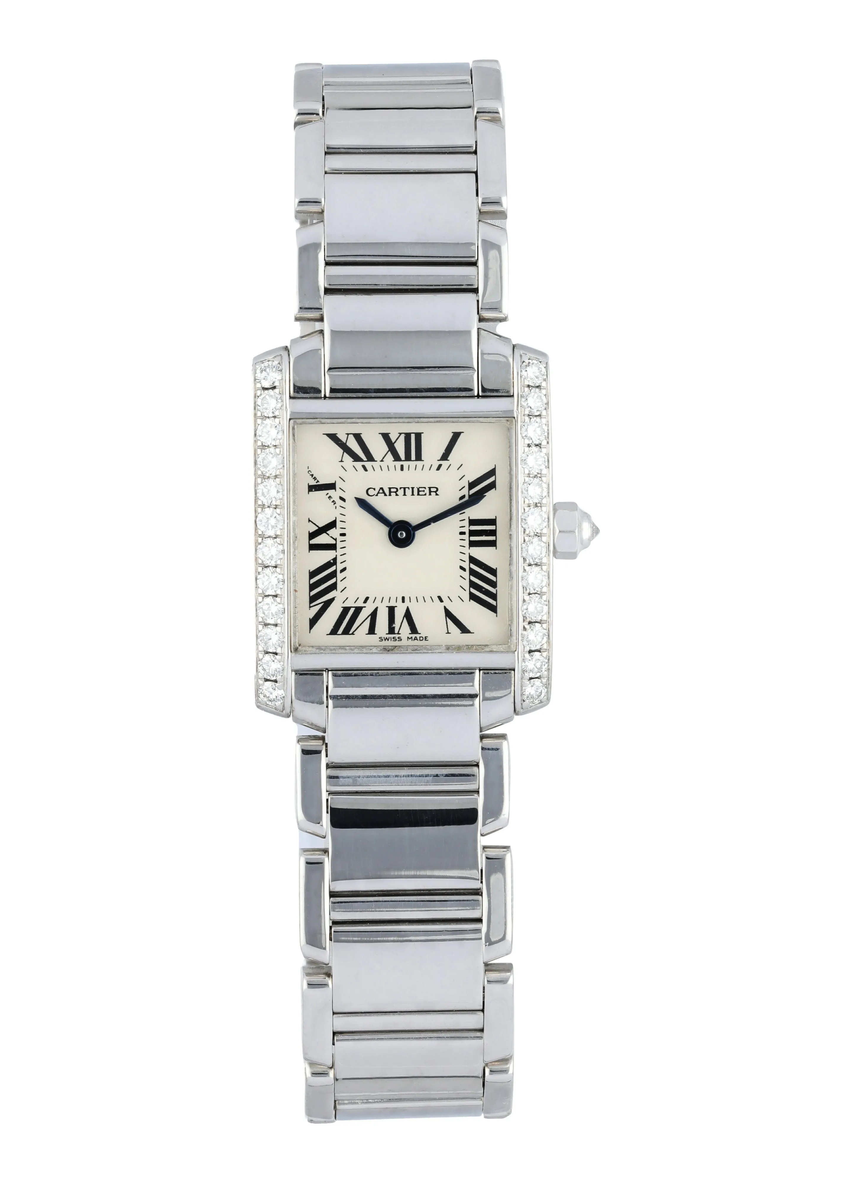 Cartier Tank Francaise 2403 White Gold Diamond Ladies Watch
