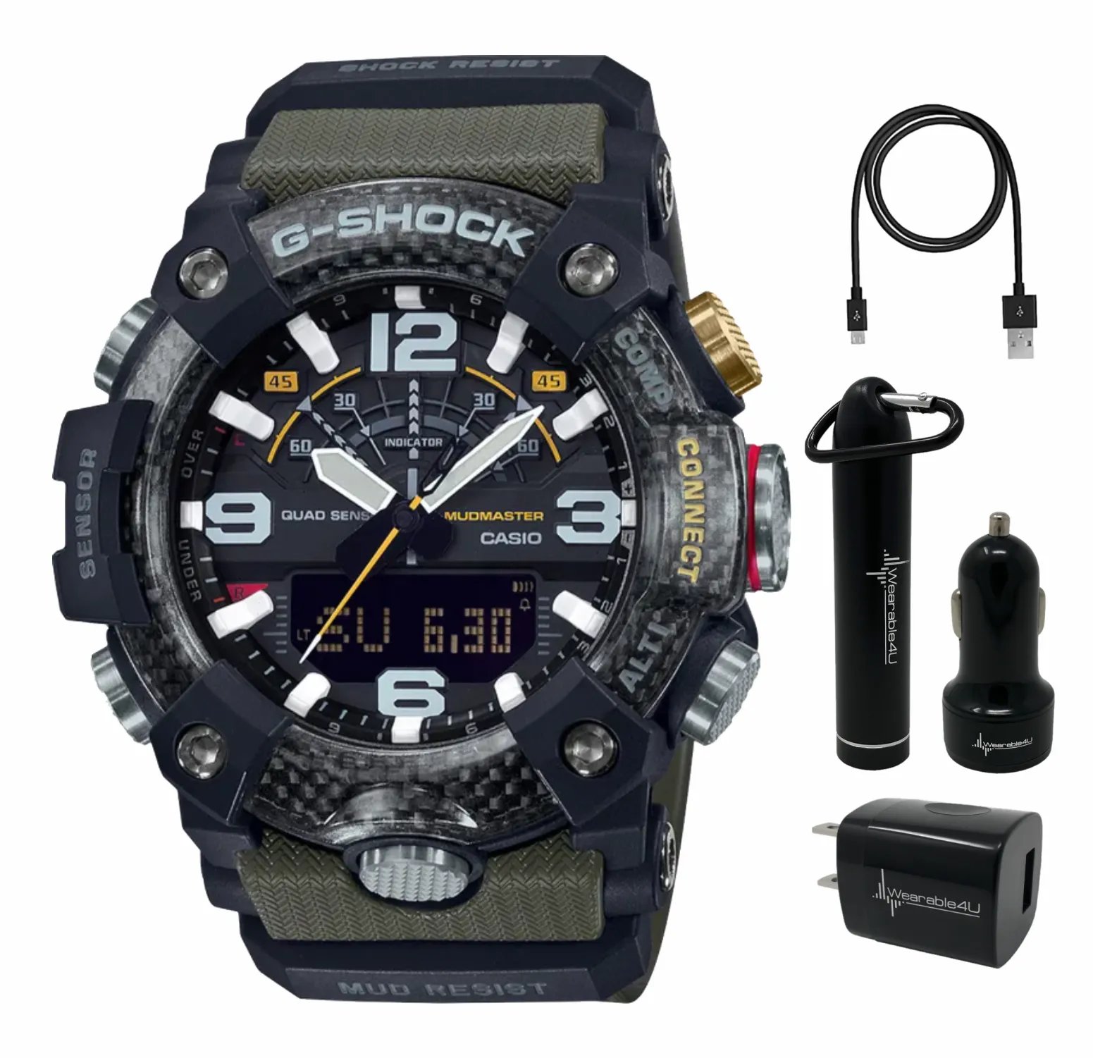 Casio G-Shock Master of G Mudmaster Men's Watch with Wearable4U Power Pack Bundle