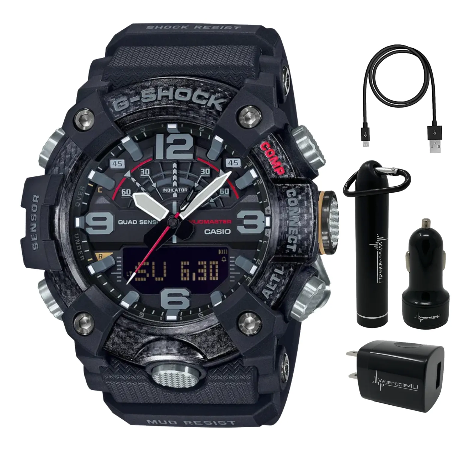 Casio G-Shock Master of G Mudmaster Men's Watch with Wearable4U Power Pack Bundle
