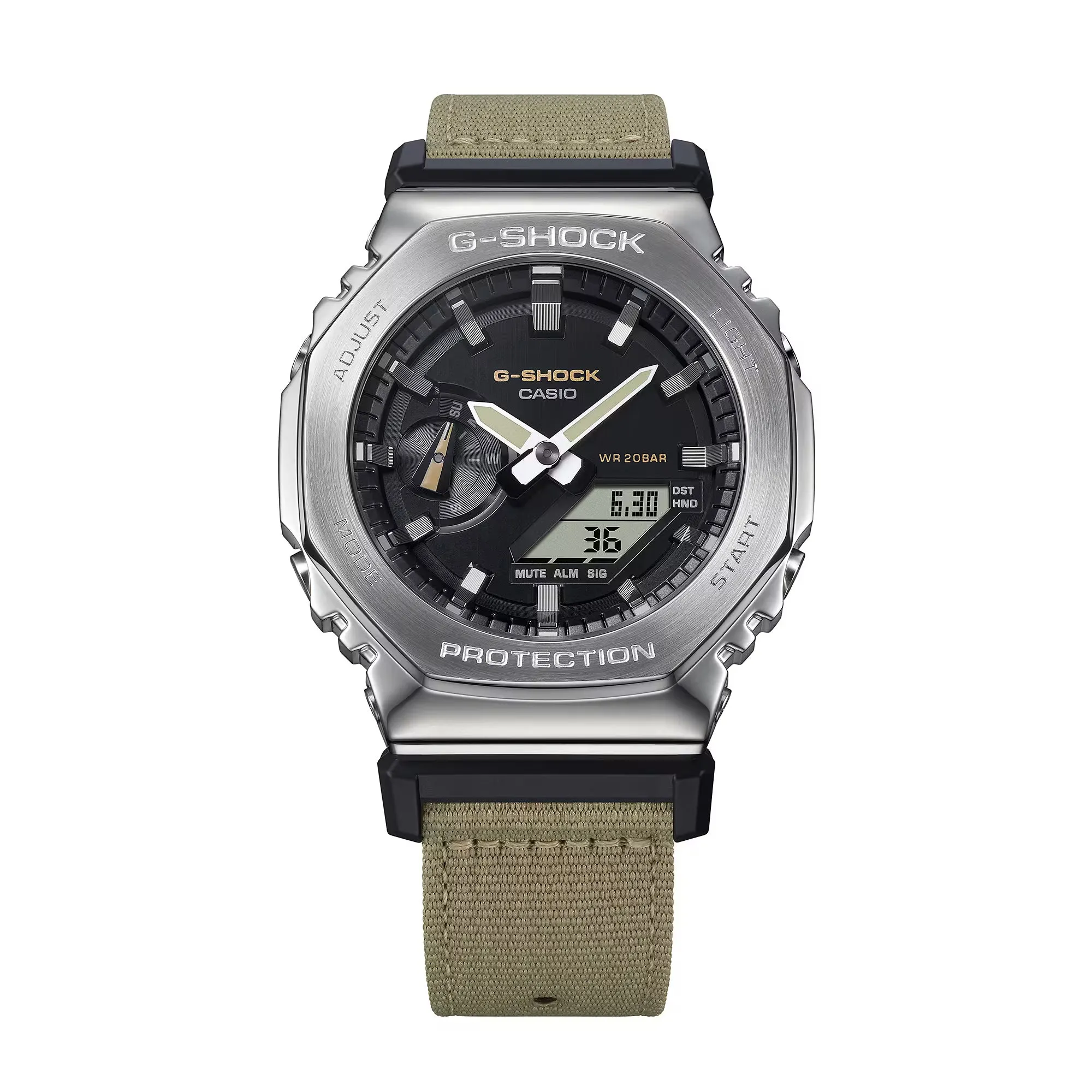 Casio G-Shock Metal Bezel CasiOak GM2100C-5A GM2100 Ultility Watch Tan Canvas