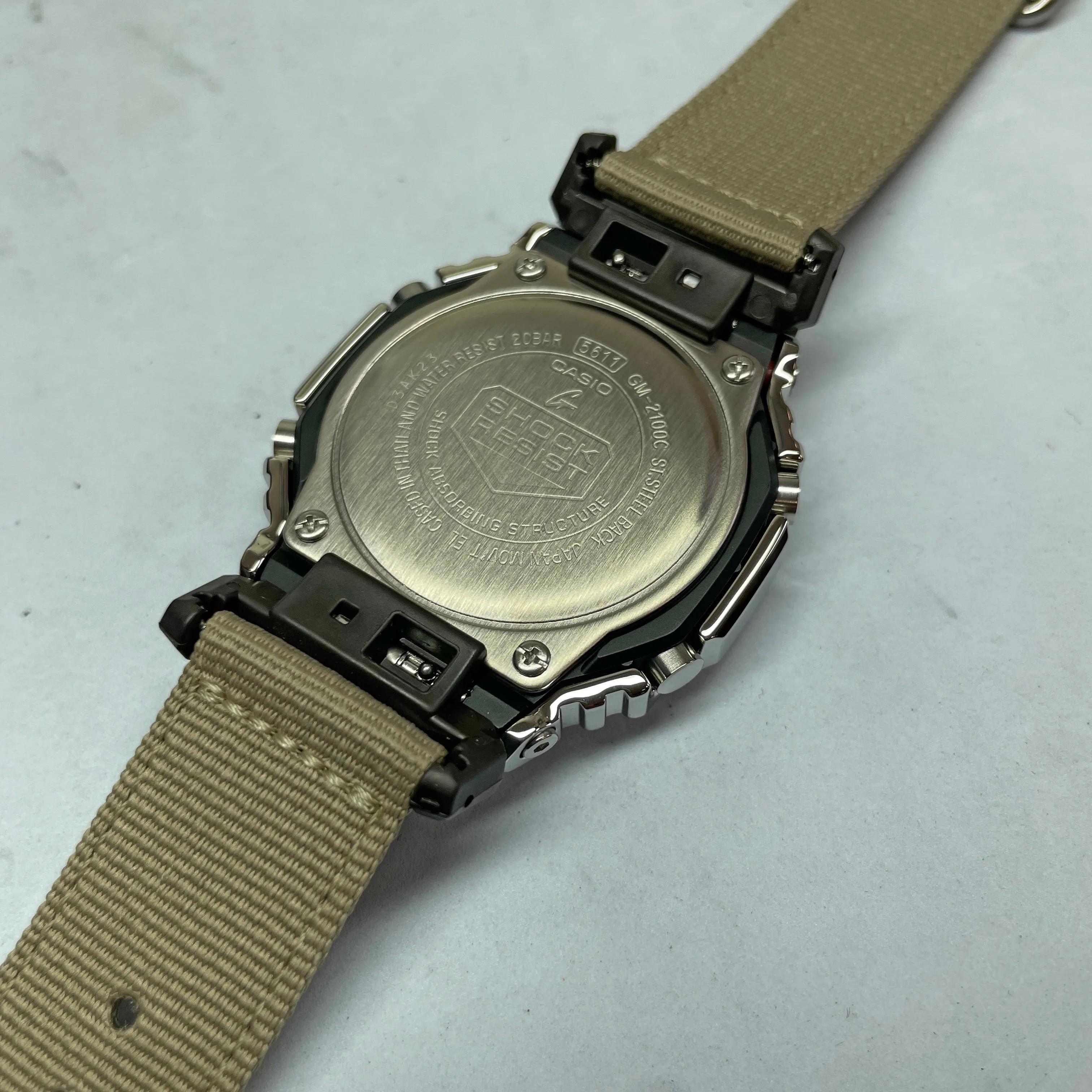 Casio G-Shock Metal Bezel CasiOak GM2100C-5A GM2100 Ultility Watch Tan Canvas