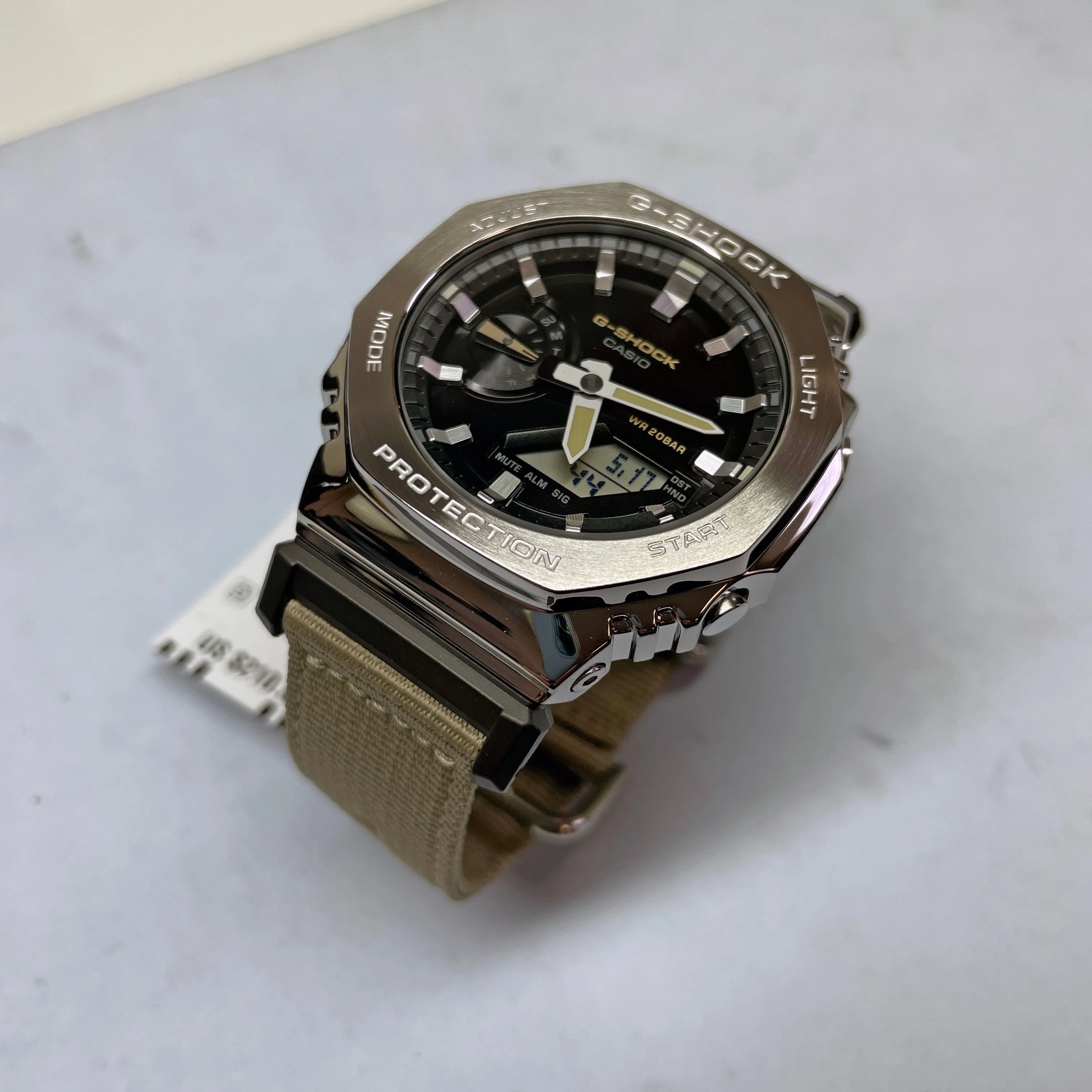 Casio G-Shock Metal Bezel CasiOak GM2100C-5A GM2100 Ultility Watch Tan Canvas