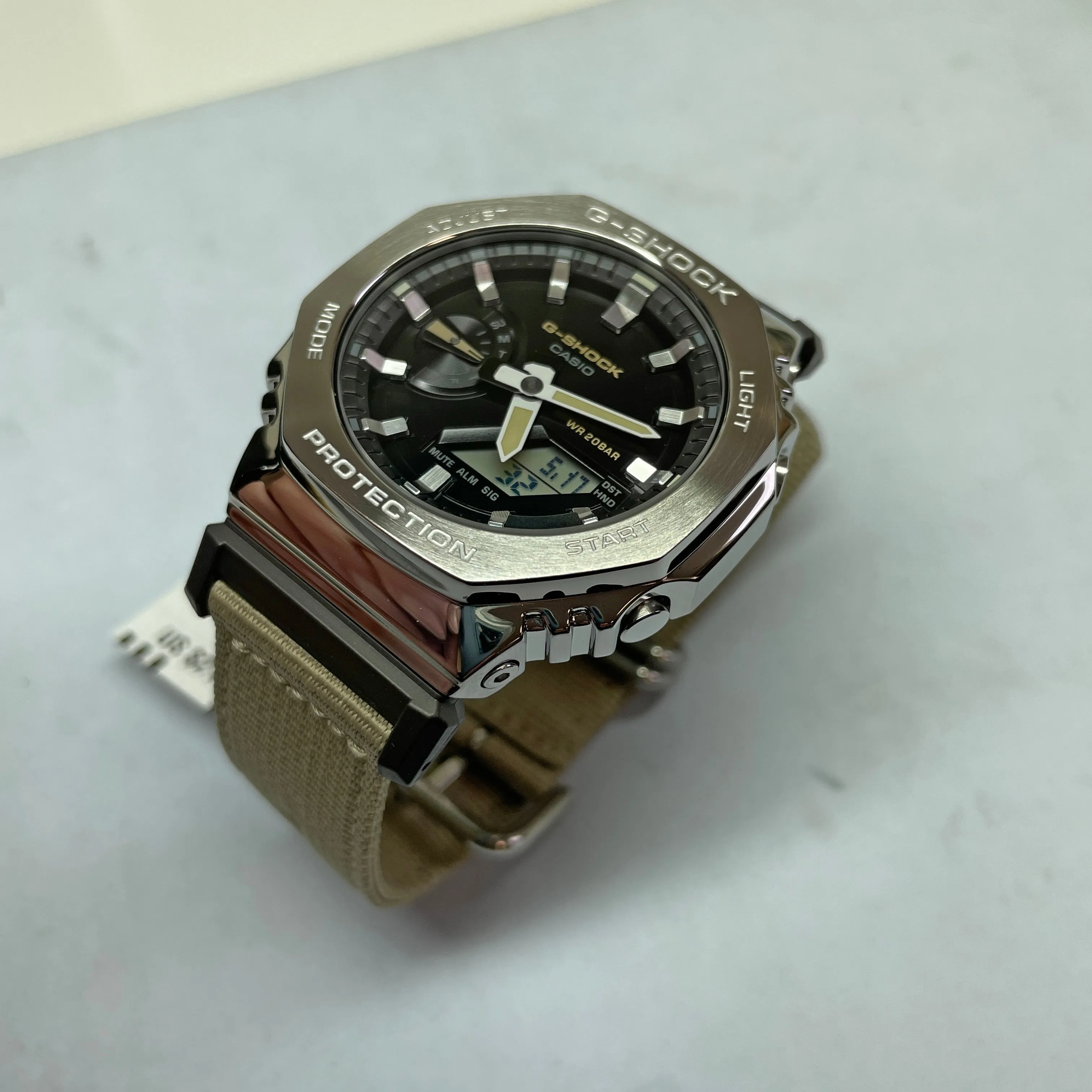 Casio G-Shock Metal Bezel CasiOak GM2100C-5A GM2100 Ultility Watch Tan Canvas