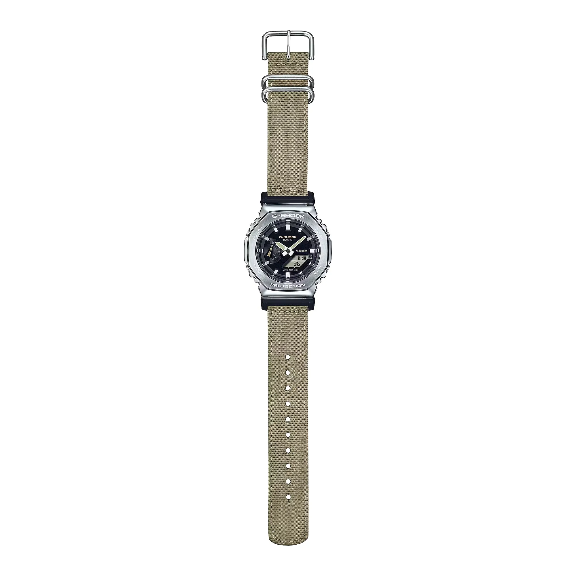 Casio G-Shock Metal Bezel CasiOak GM2100C-5A GM2100 Ultility Watch Tan Canvas