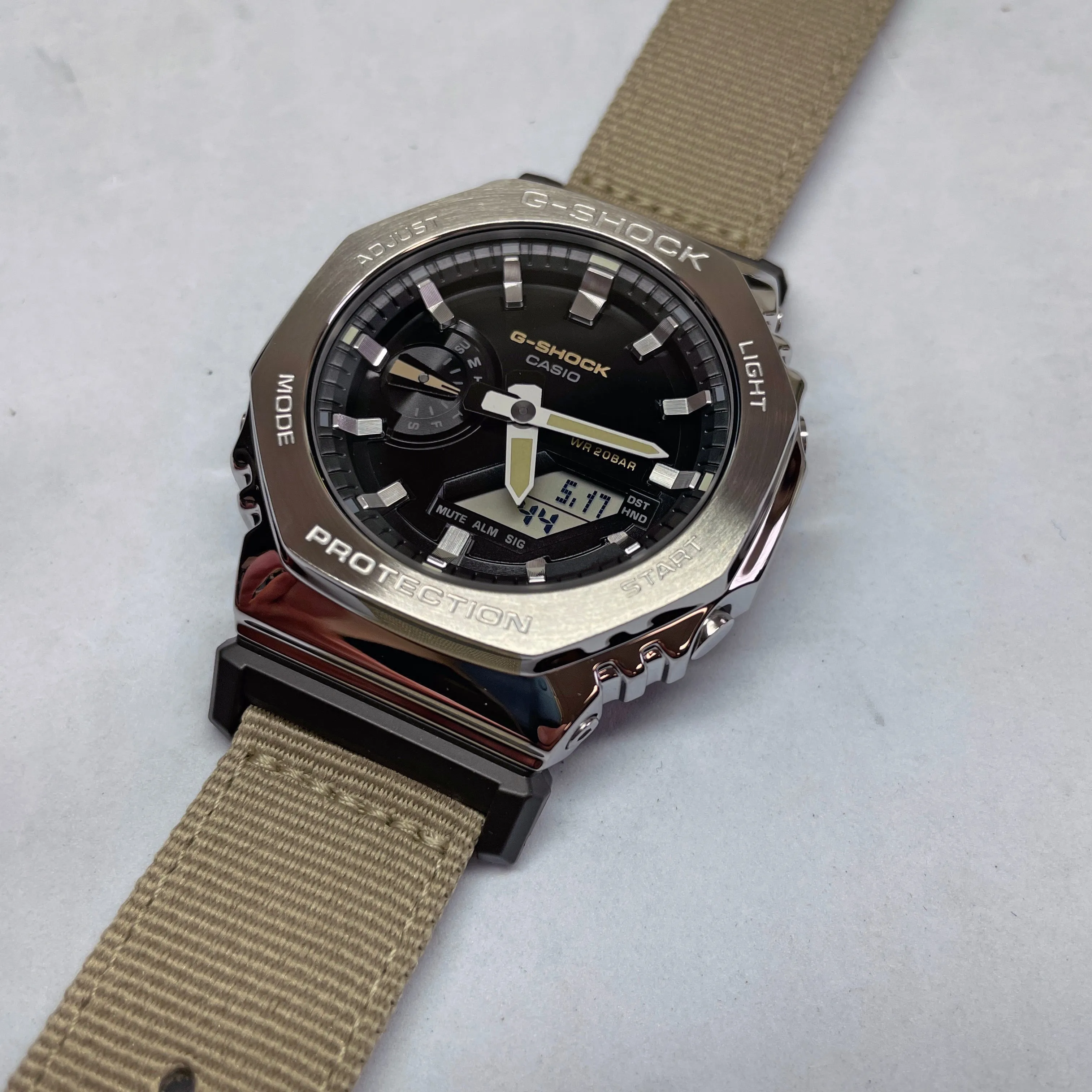 Casio G-Shock Metal Bezel CasiOak GM2100C-5A GM2100 Ultility Watch Tan Canvas