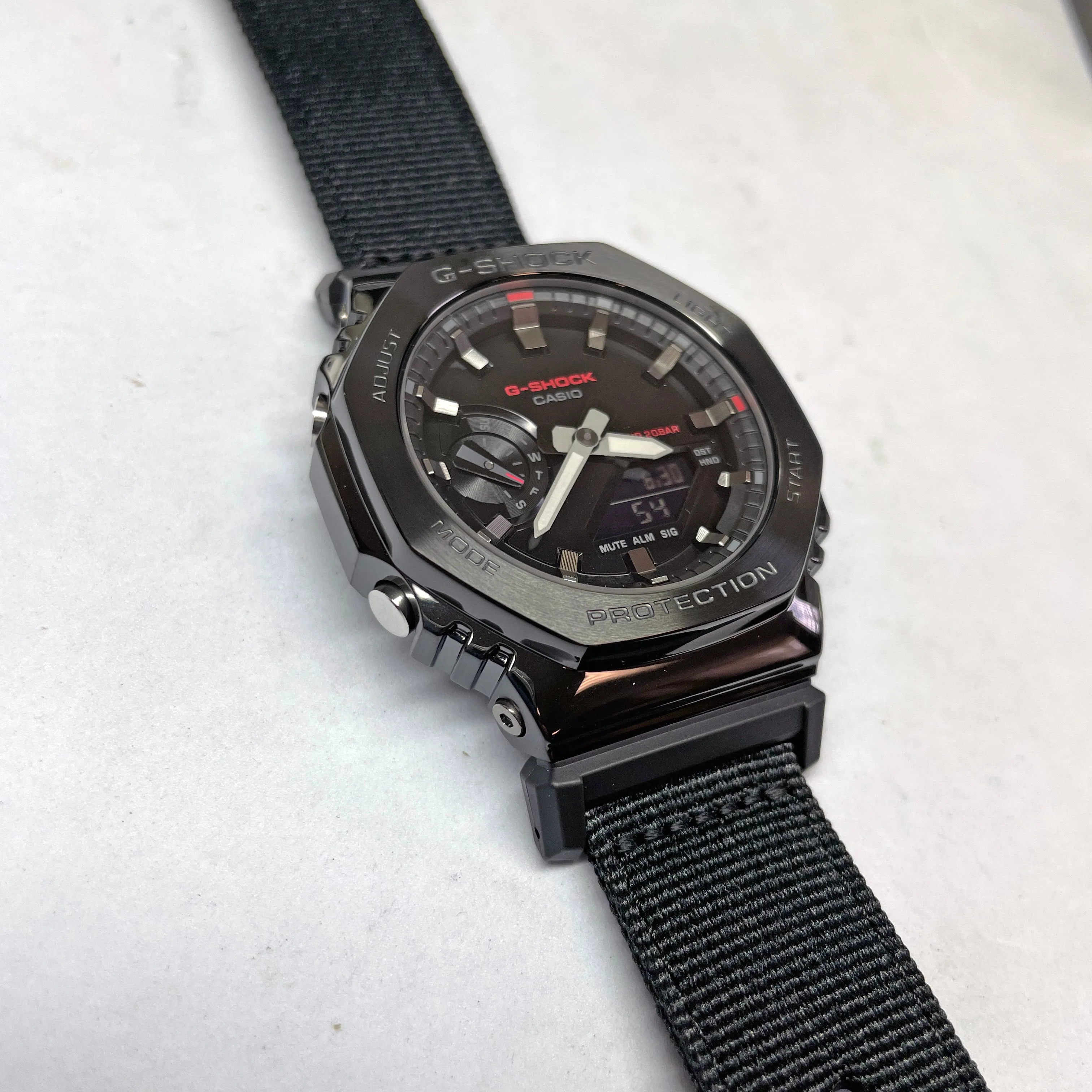 Casio G-Shock Metal Bezel CasiOak GM2100CB-1A GM2100 Ultility Watch Black Canvas