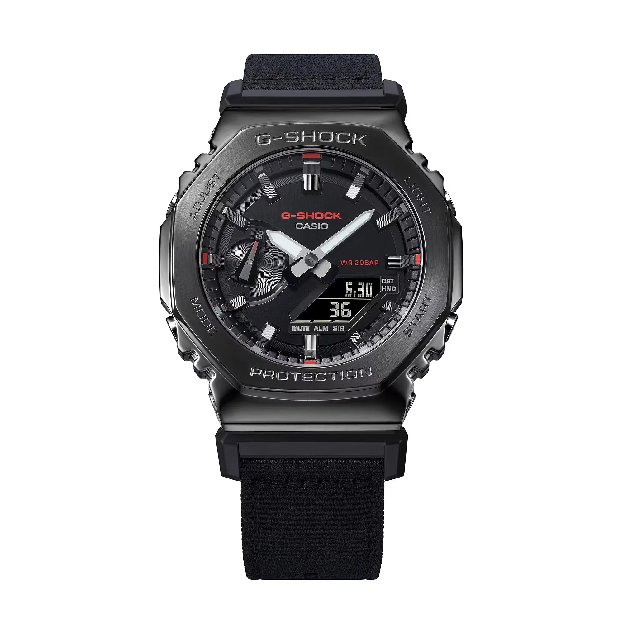 Casio G-Shock Metal Bezel CasiOak GM2100CB-1A GM2100 Ultility Watch Black Canvas