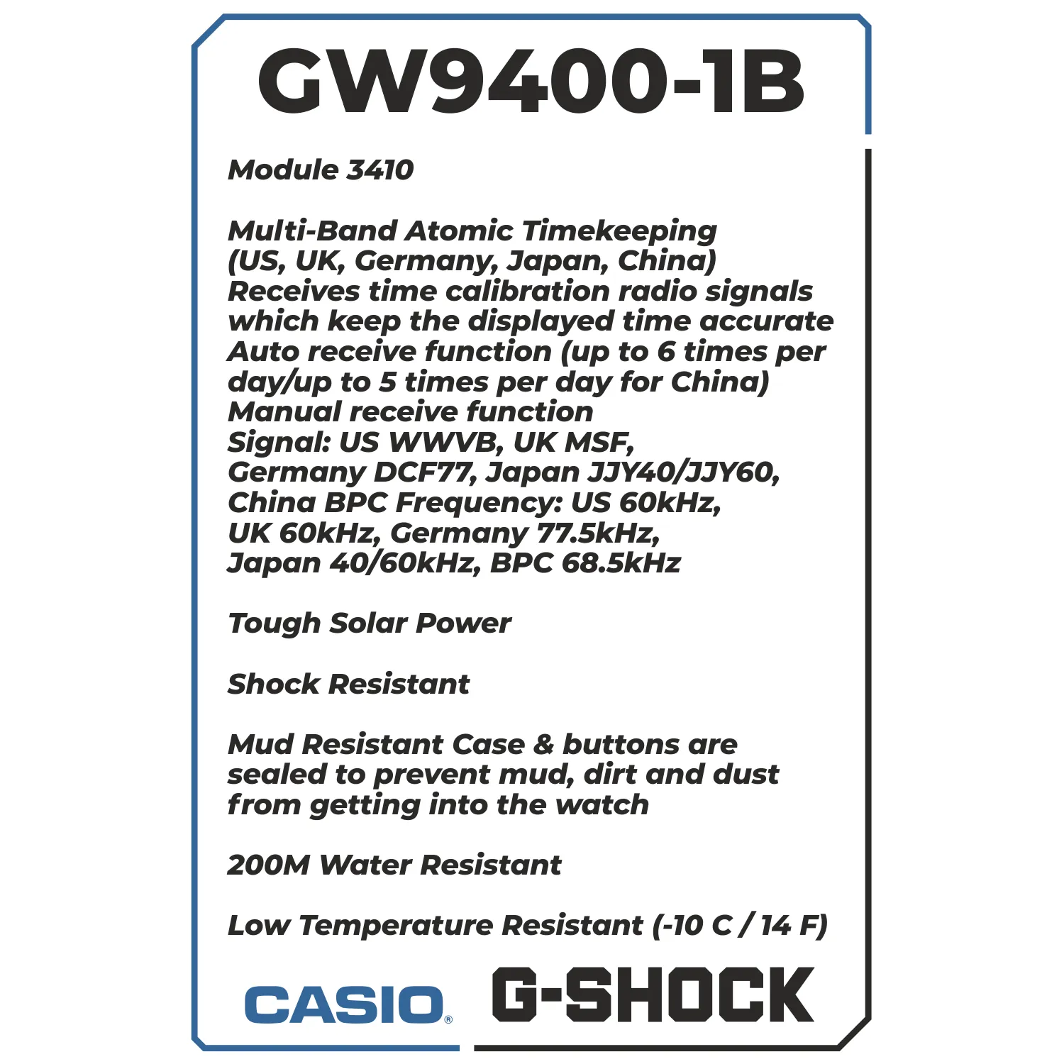 Casio Men G-Shock Master of G Rangeman Black Watch GW9400-1B