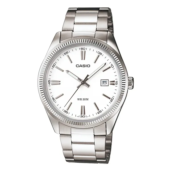 Casio Silver Stainless Steel White Dial Quartz Watch for Gents - MTP-1302D-7A1VDF