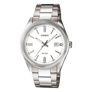 Casio Silver Stainless Steel White Dial Quartz Watch for Gents - MTP-1302D-7A1VDF
