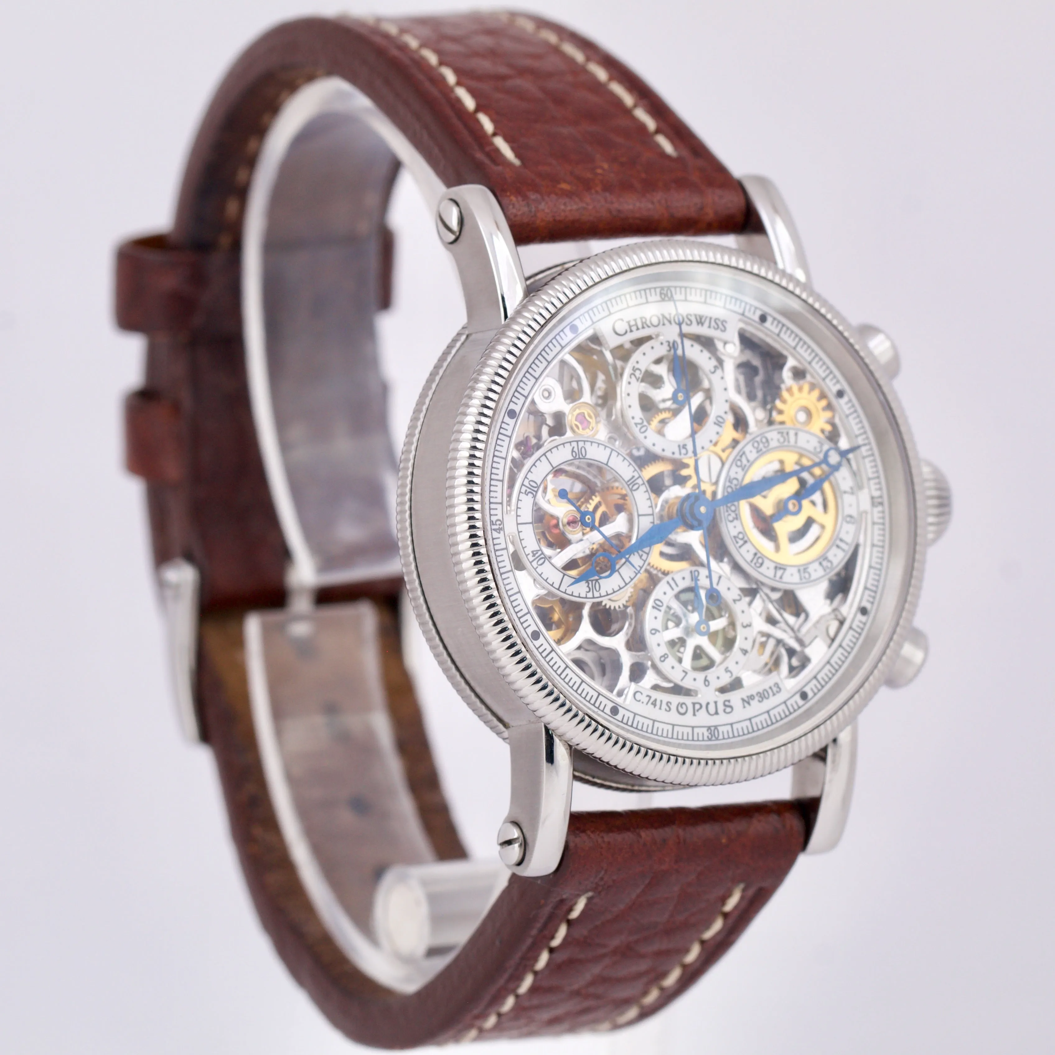 Chronoswiss Opus SKELETON 38mm Chronograph Stainless Steel Leather CH 7523 Watch
