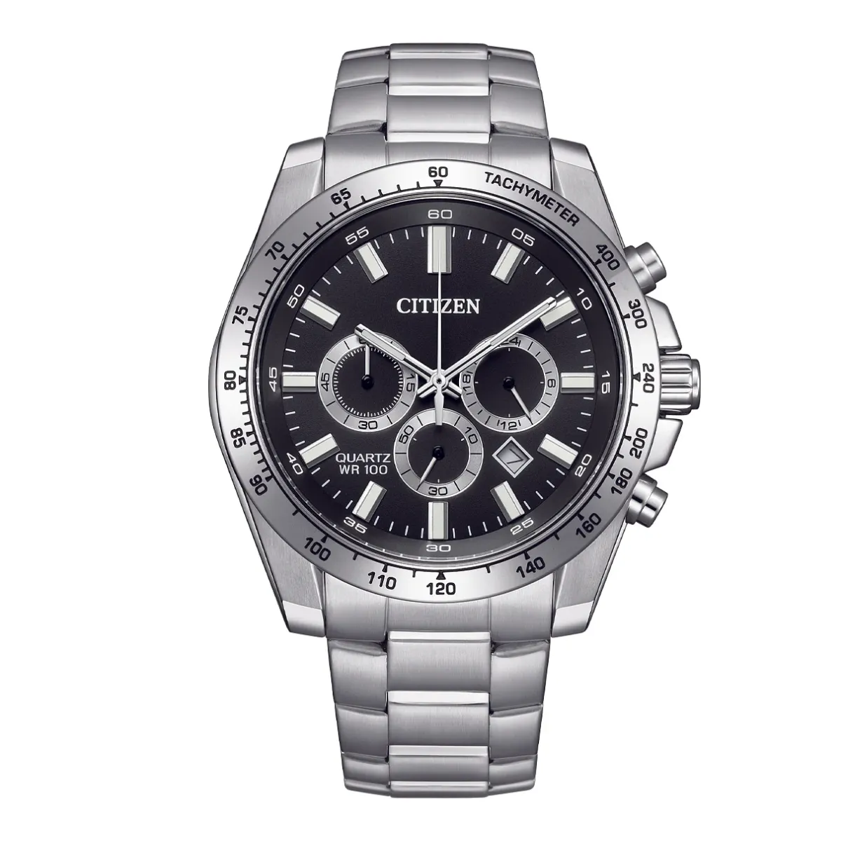 Citizen AN8230-59E Quartz Chronograph: Sporty Black Dial Steel