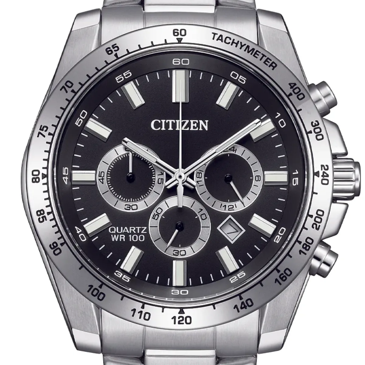 Citizen AN8230-59E Quartz Chronograph: Sporty Black Dial Steel