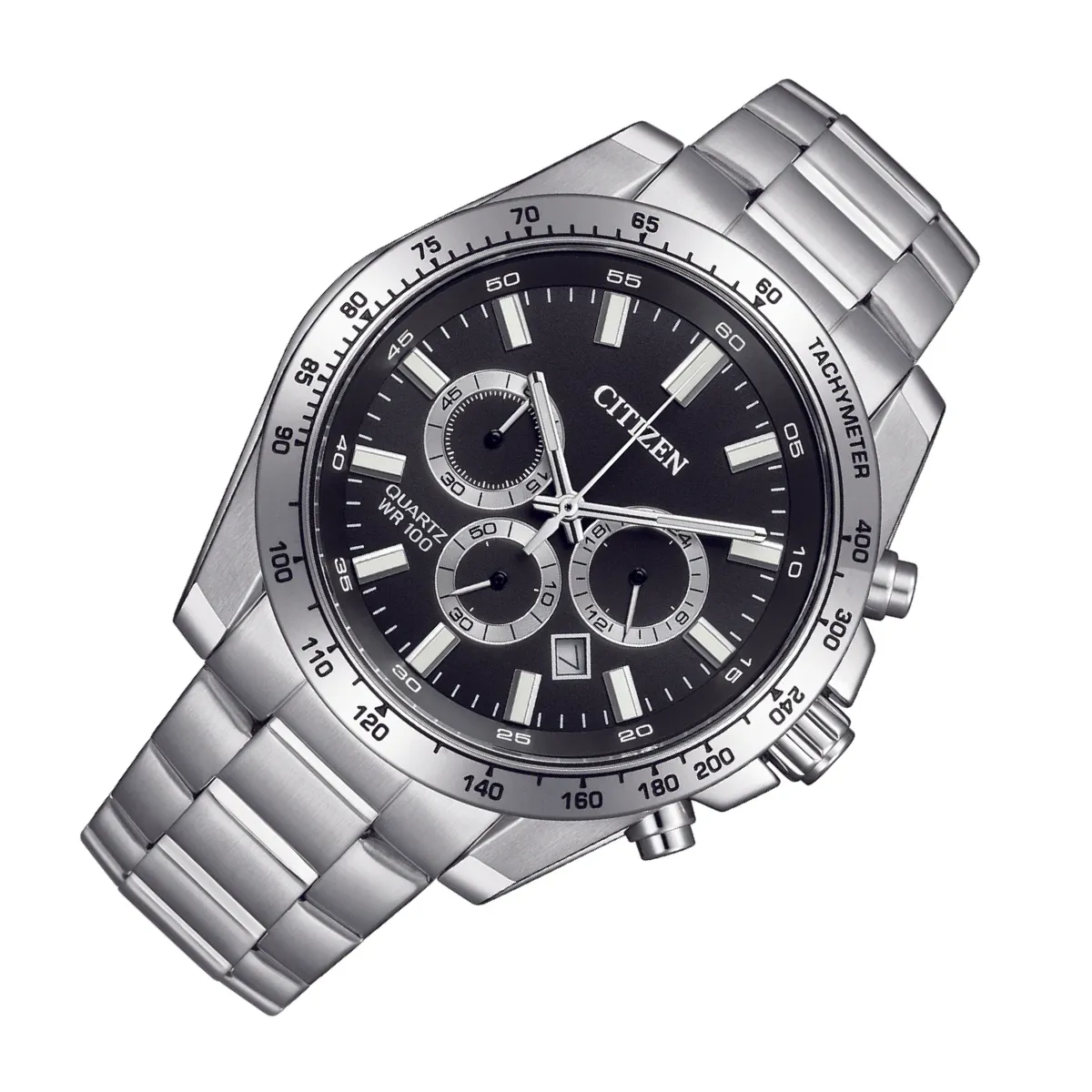 Citizen AN8230-59E Quartz Chronograph: Sporty Black Dial Steel